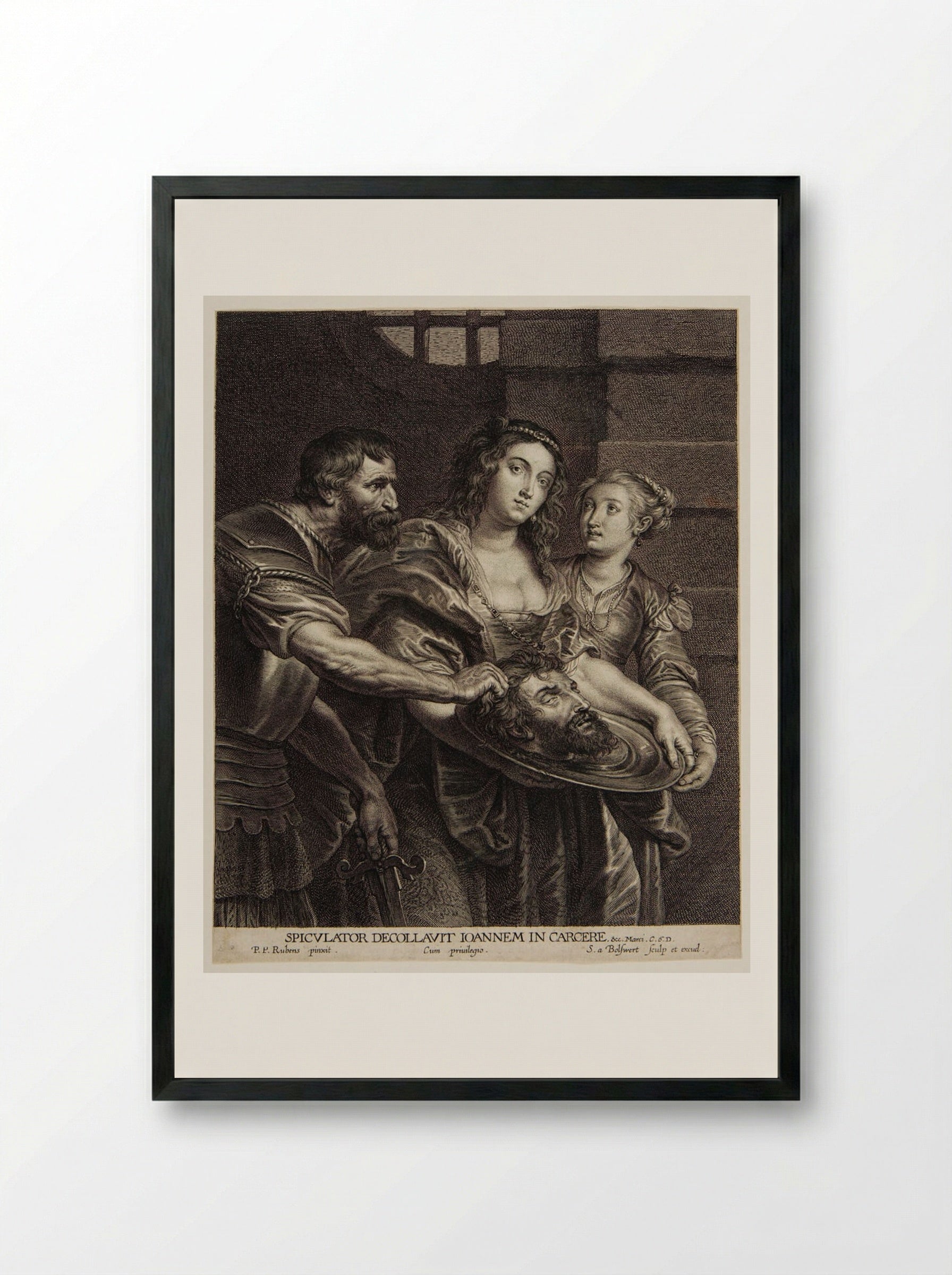 Daughter of Herodias Receiving the Head of Saint John - Schelte Adamsz. Bolswert - Framed Print Black