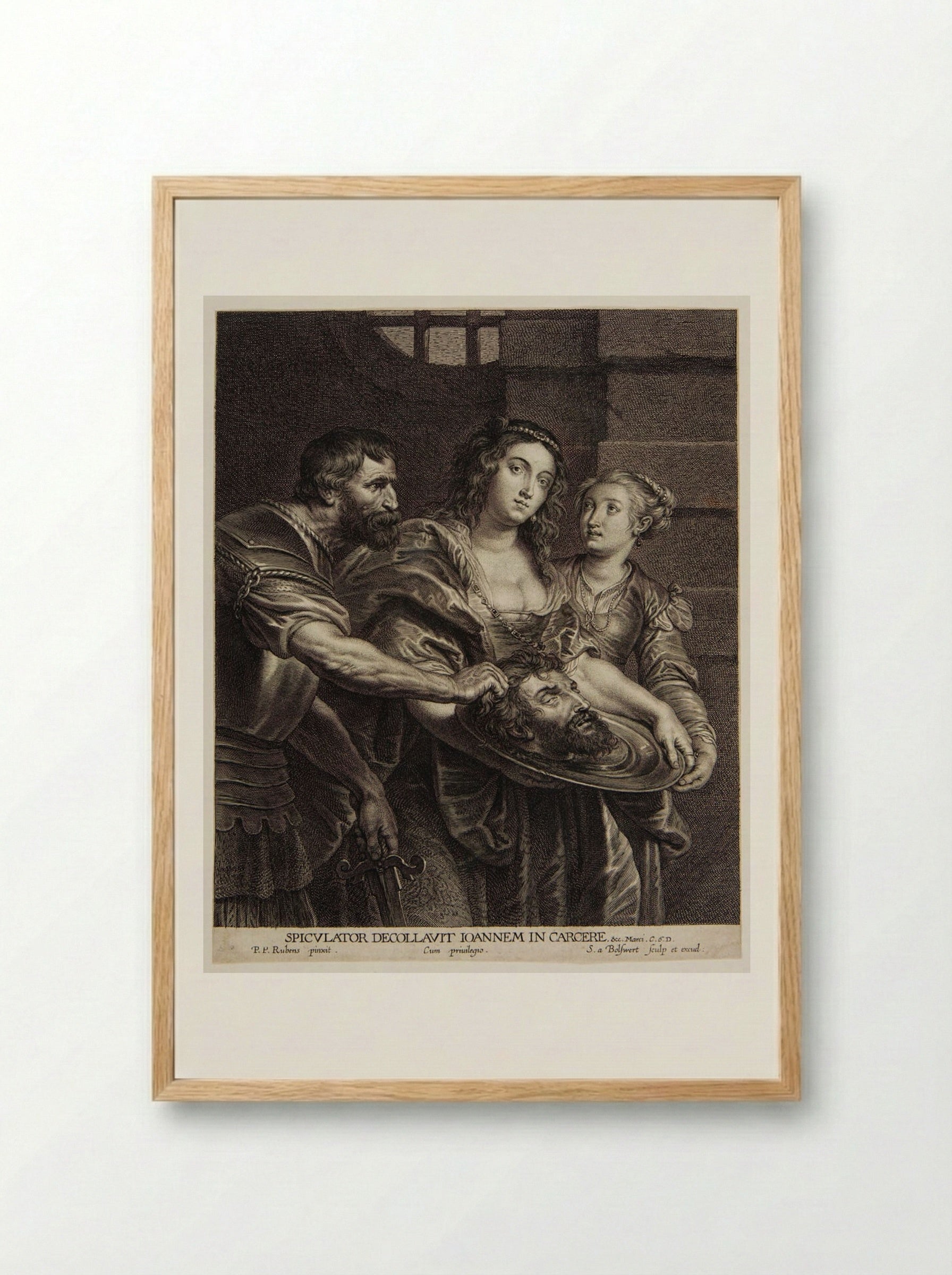 Daughter of Herodias Receiving the Head of Saint John - Schelte Adamsz. Bolswert - Framed Print Wood