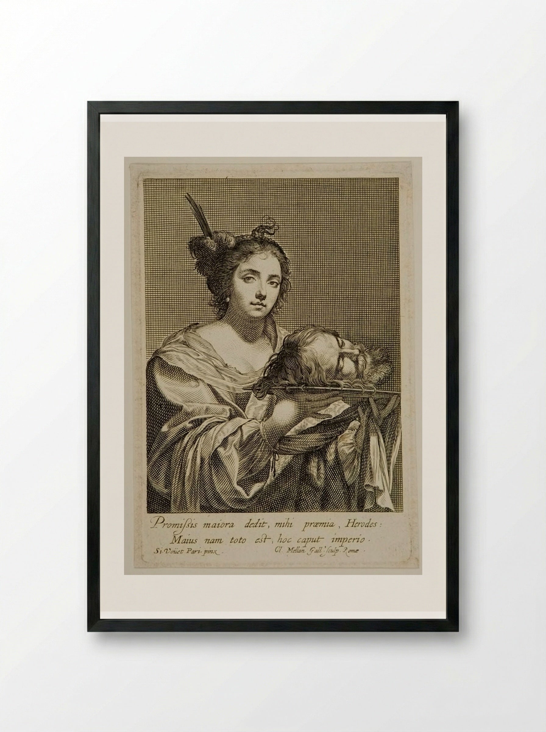 Daughter of Herodias with the Head of Saint John - Claude Mellan - Framed Print Black