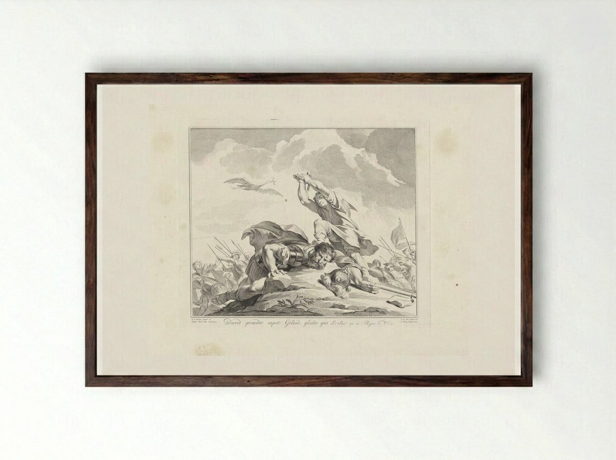 David Beheading Goliath - Jan Punt - Framed Print Dark Wood