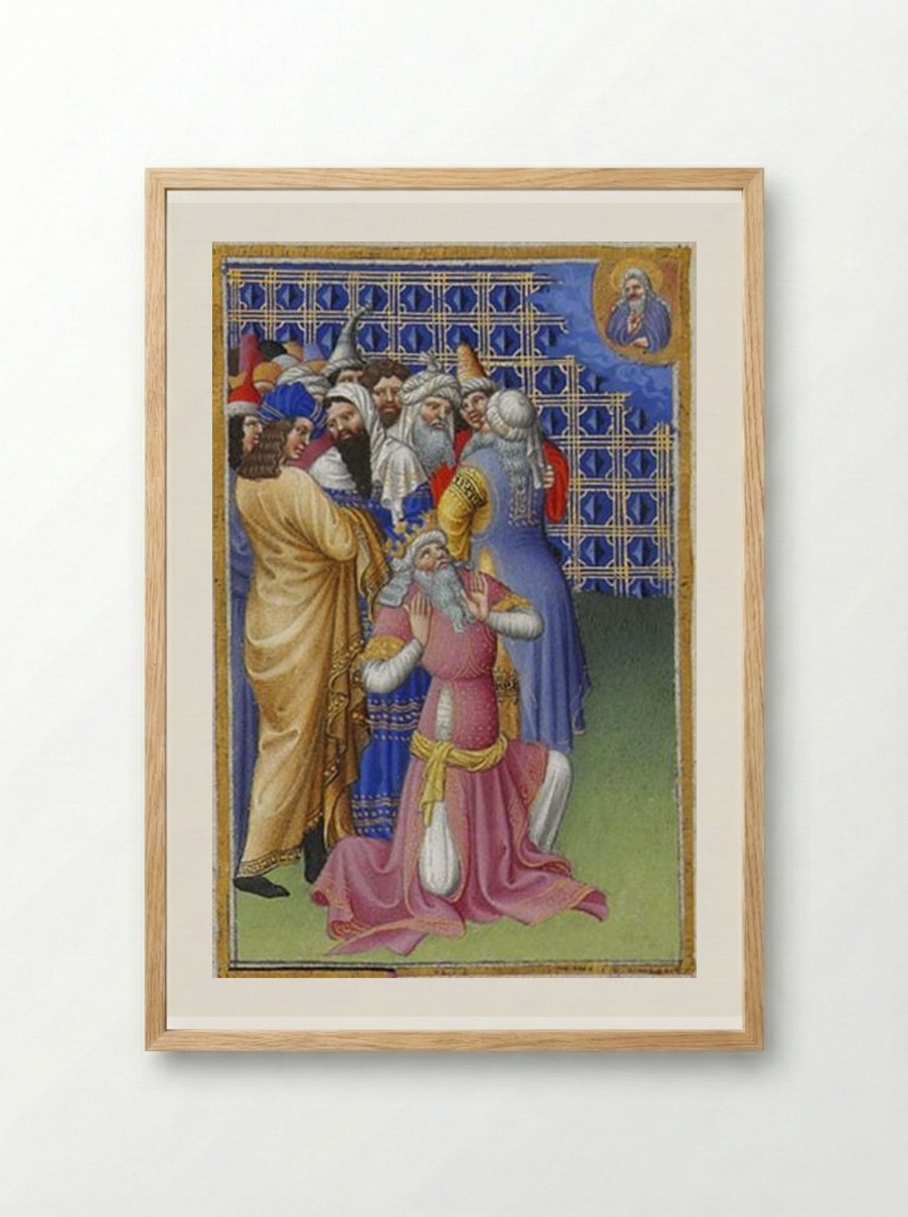David Beseeches God Against Evildoers - Limbourg brothers - Framed Print Wood