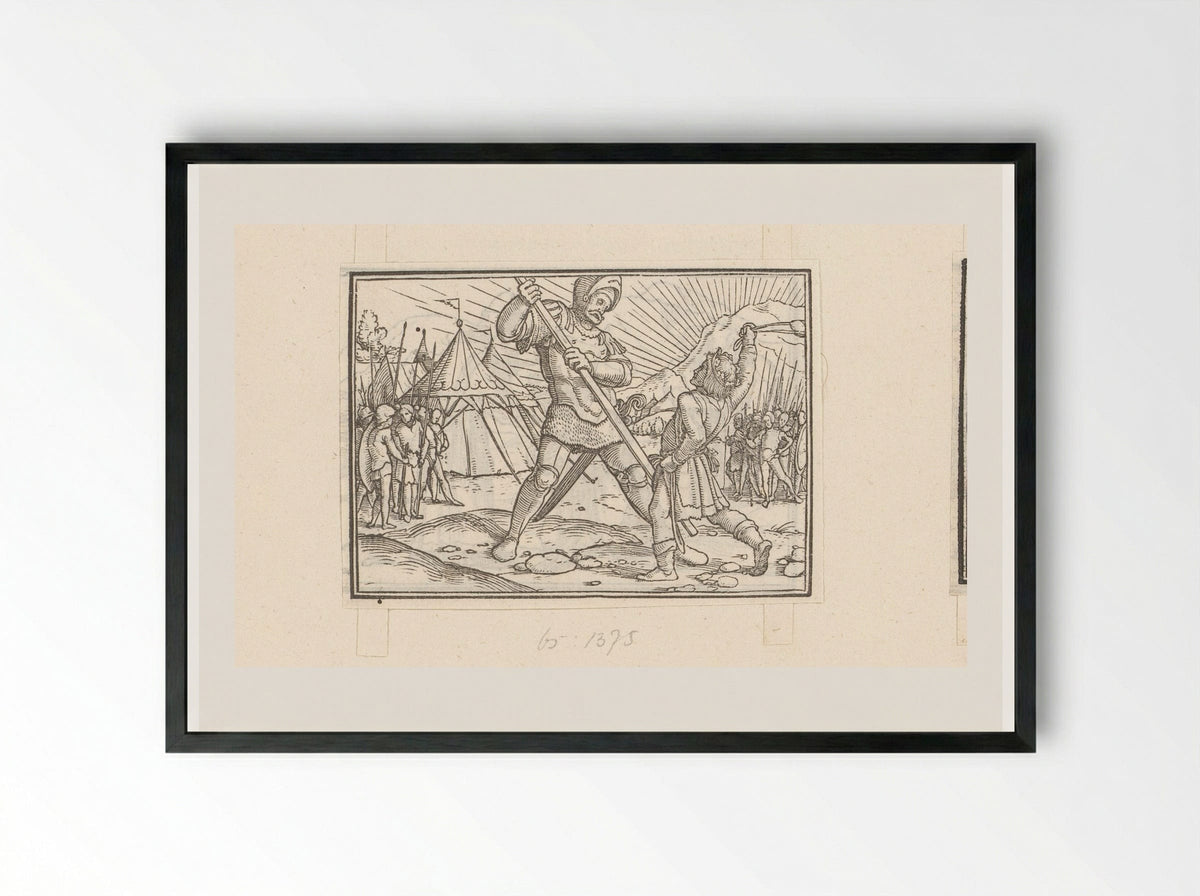 David Defeating Goliath - Veit Rudolf Specklin - Framed Print Black