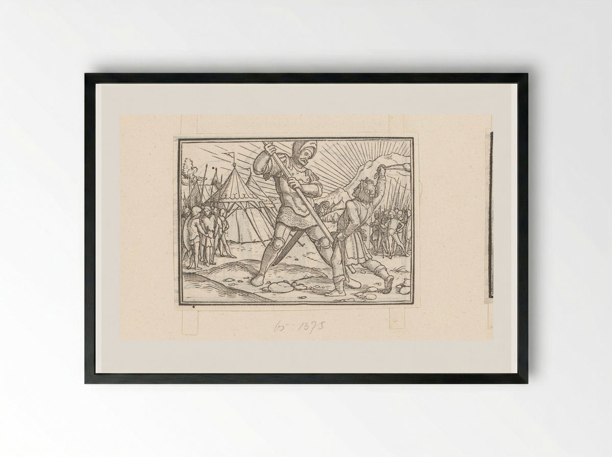 David Defeating Goliath - Veit Rudolf Specklin - Framed Print Black