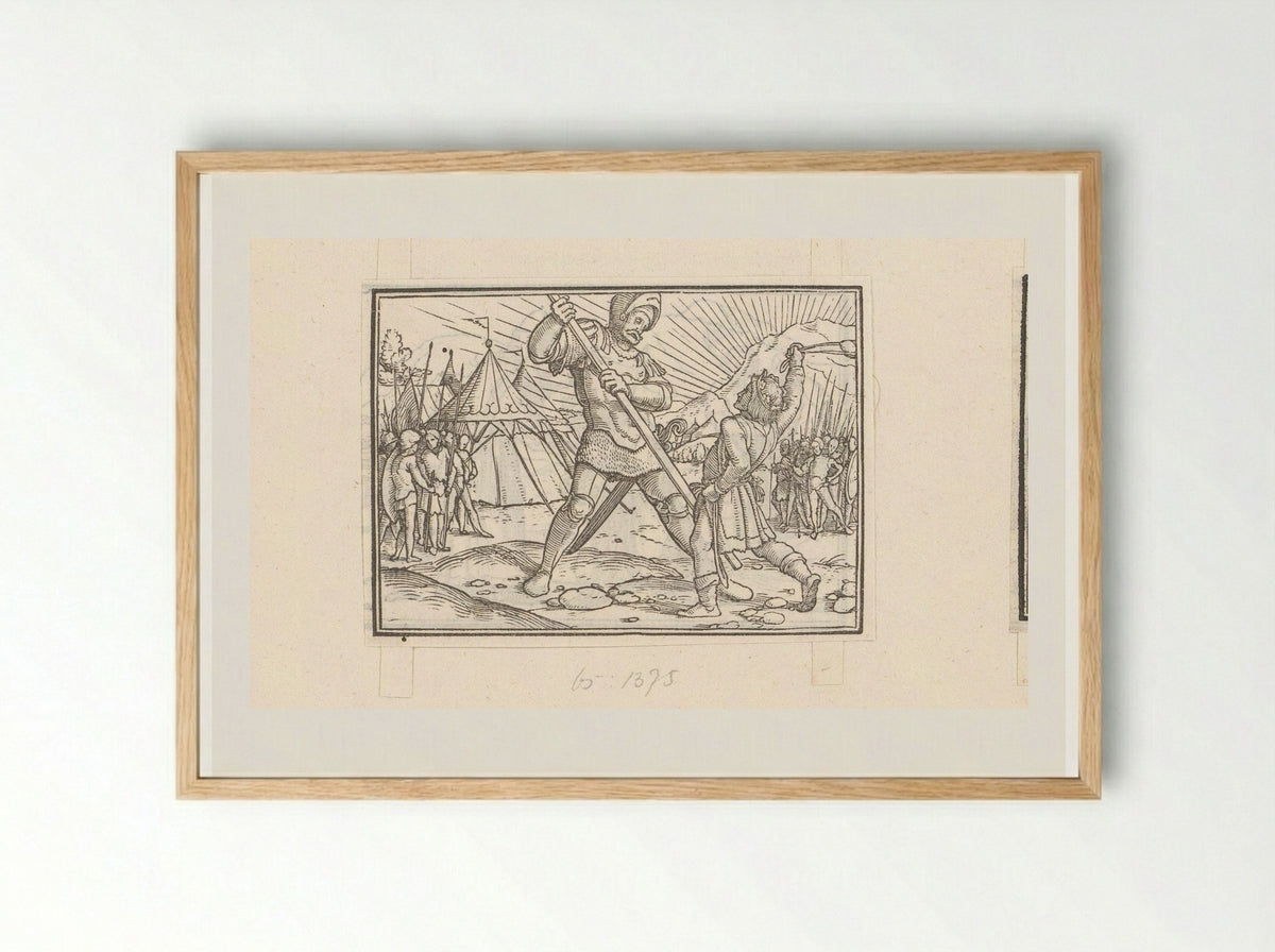 David Defeating Goliath - Veit Rudolf Specklin - Framed Print Wood