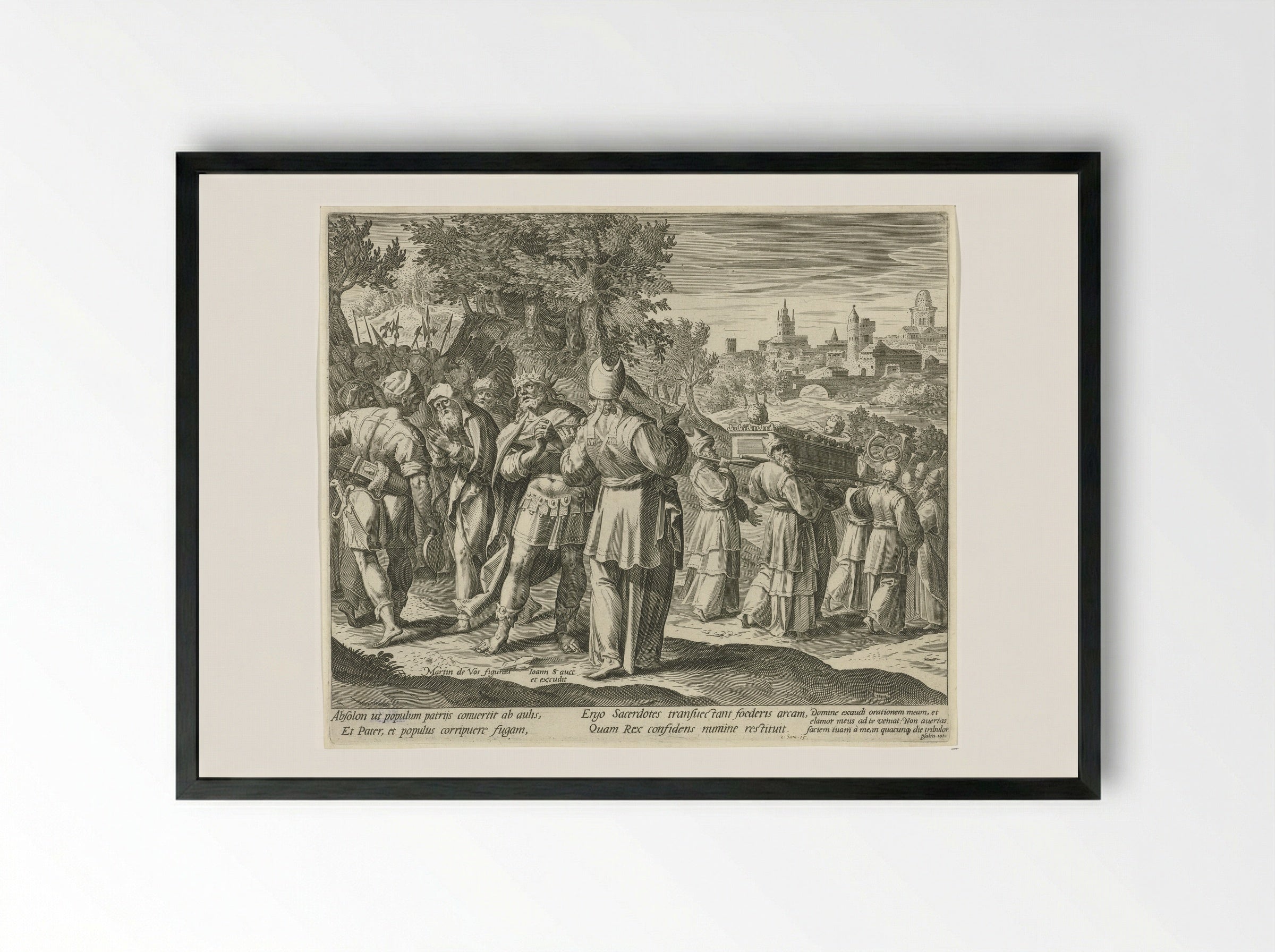 David Fleeing from Absalom - Aegidius Sadeler (II) - Framed Print Black