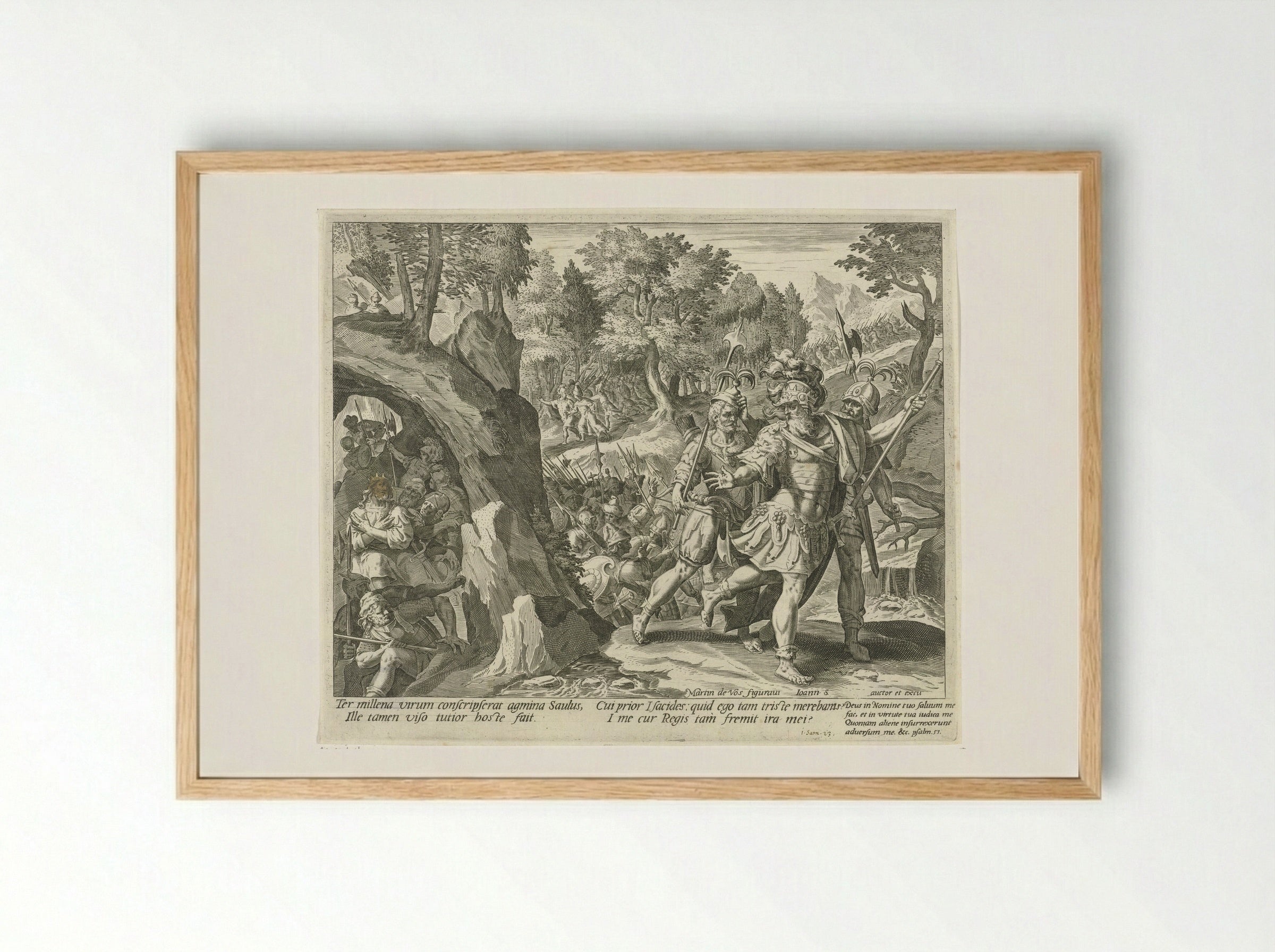 David Hiding from the Army of Saul - Aegidius Sadeler (II) - Framed Print Wood