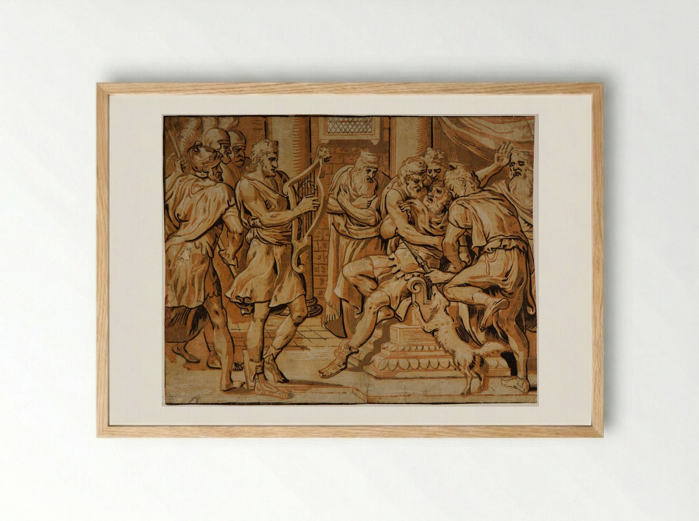 David Playing Before Saul - Adriaen Thomasz. Key - Framed Print Wood