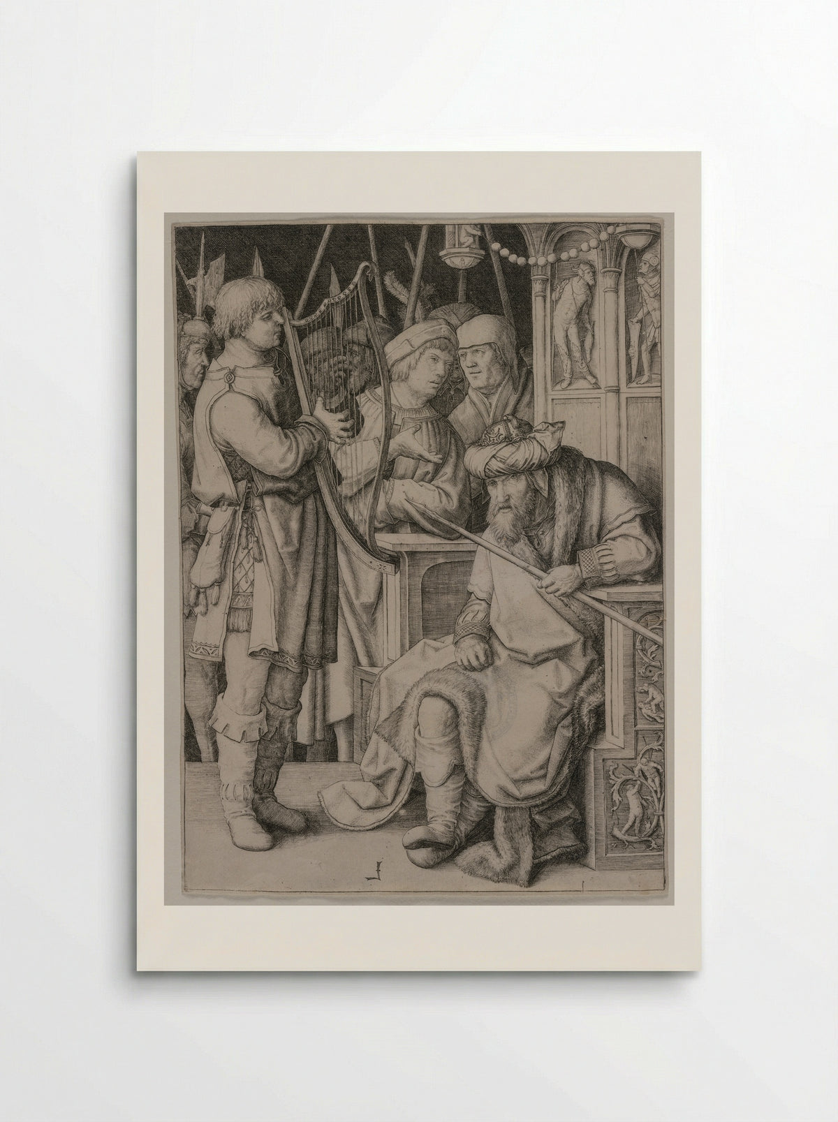 David Playing His Harp before Saul - Lucas van Leyden - Poster