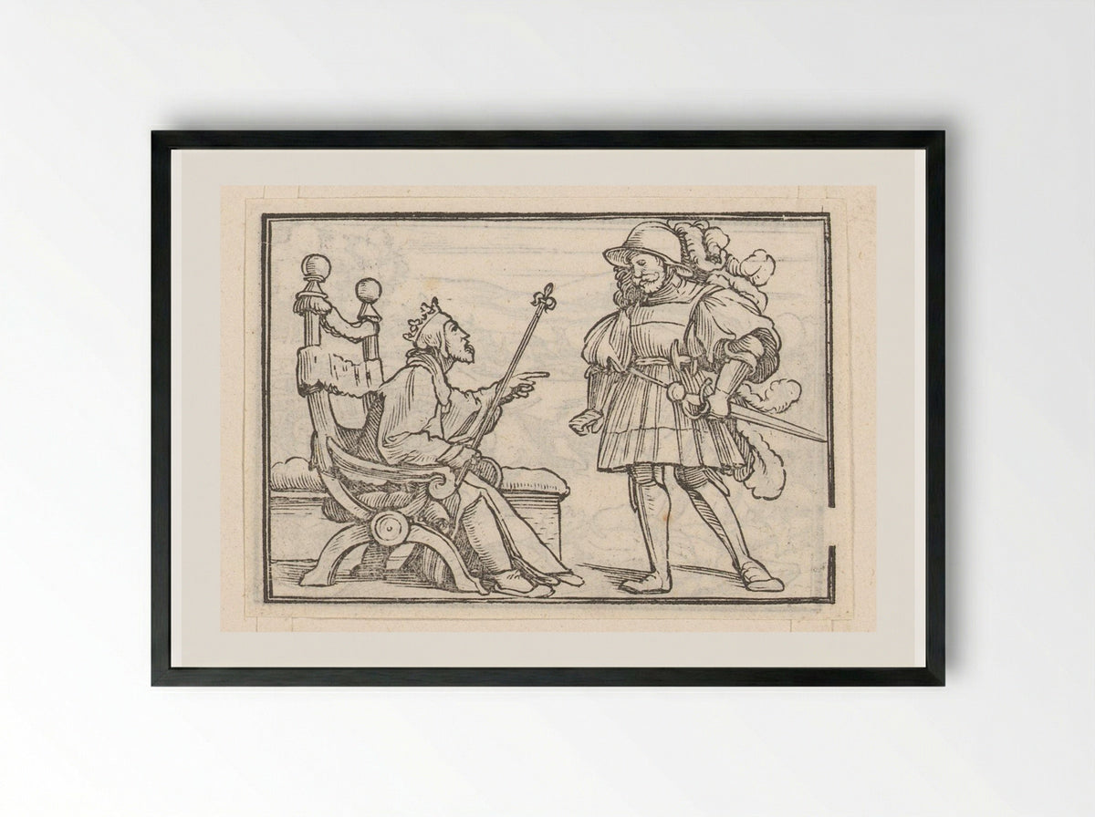 David Sending Away Uriah - Veit Rudolf Specklin - Framed Print Black