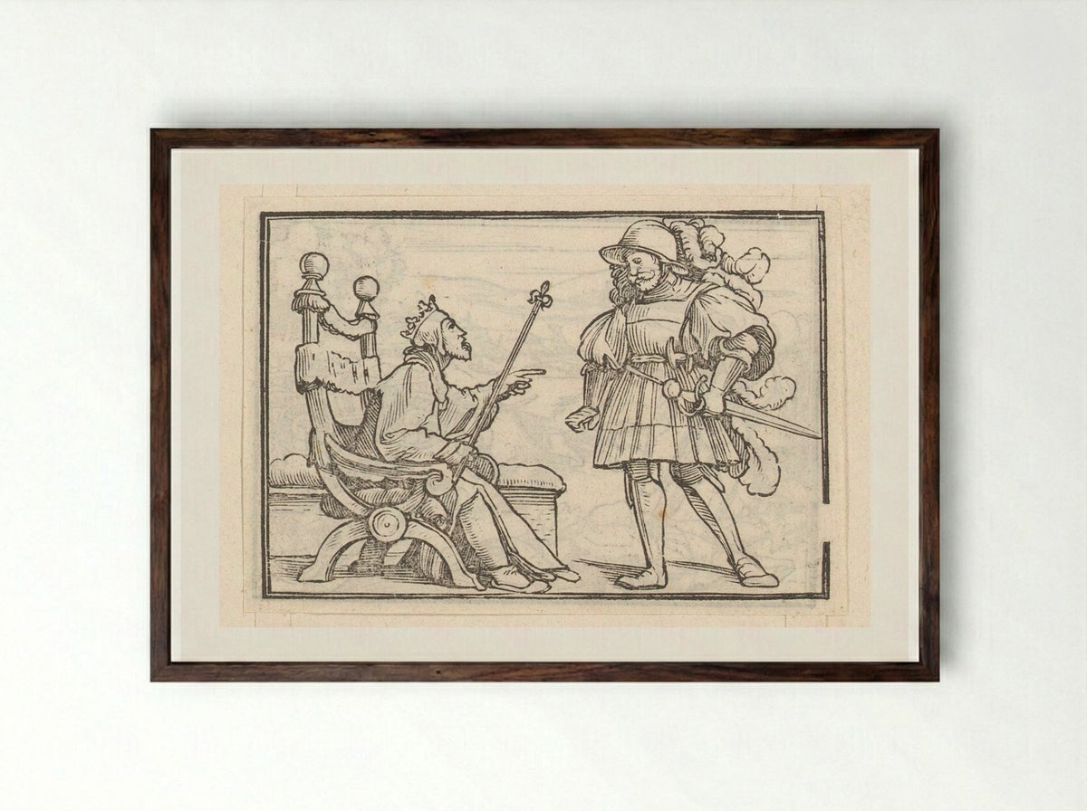 David Sending Away Uriah - Veit Rudolf Specklin - Framed Print Dark Wood