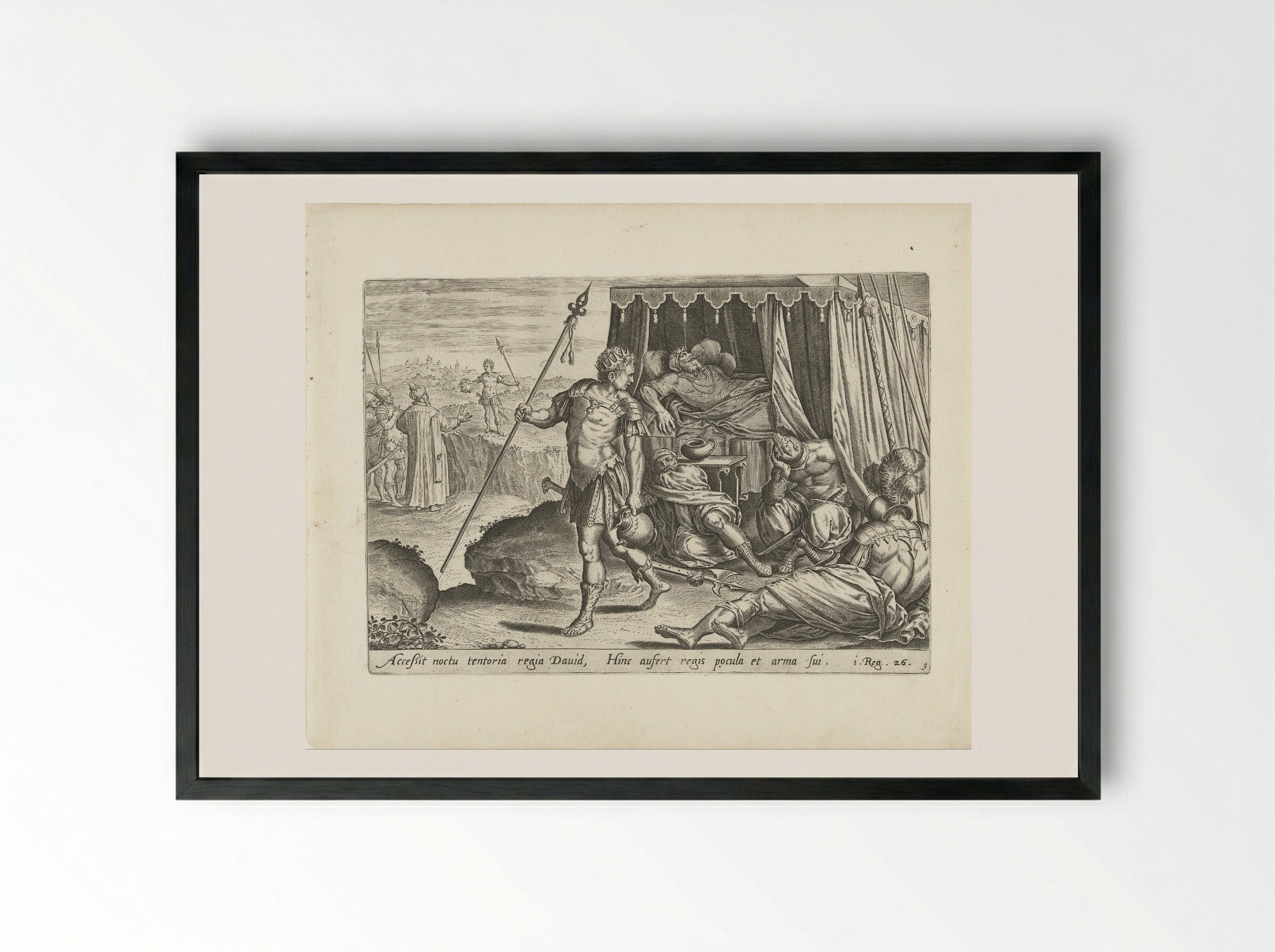 David Spares the Life of Saul - Gerard de Jode - Framed Print Black