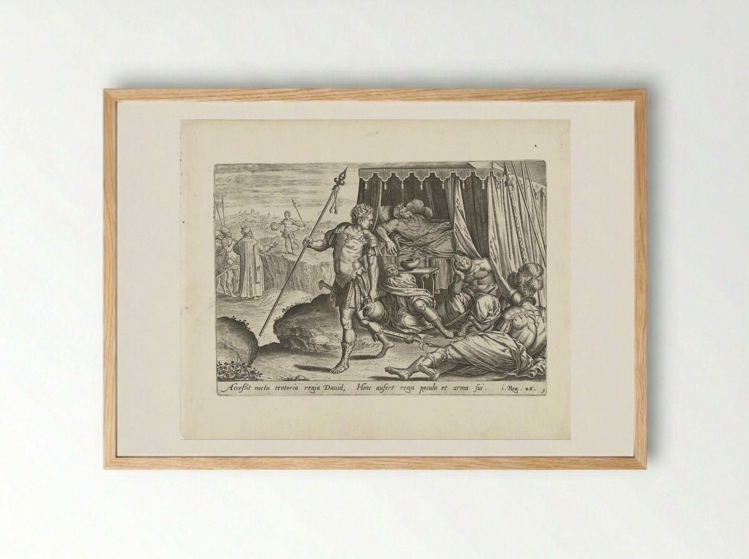 David Spares the Life of Saul - Gerard de Jode - Framed Print Wood
