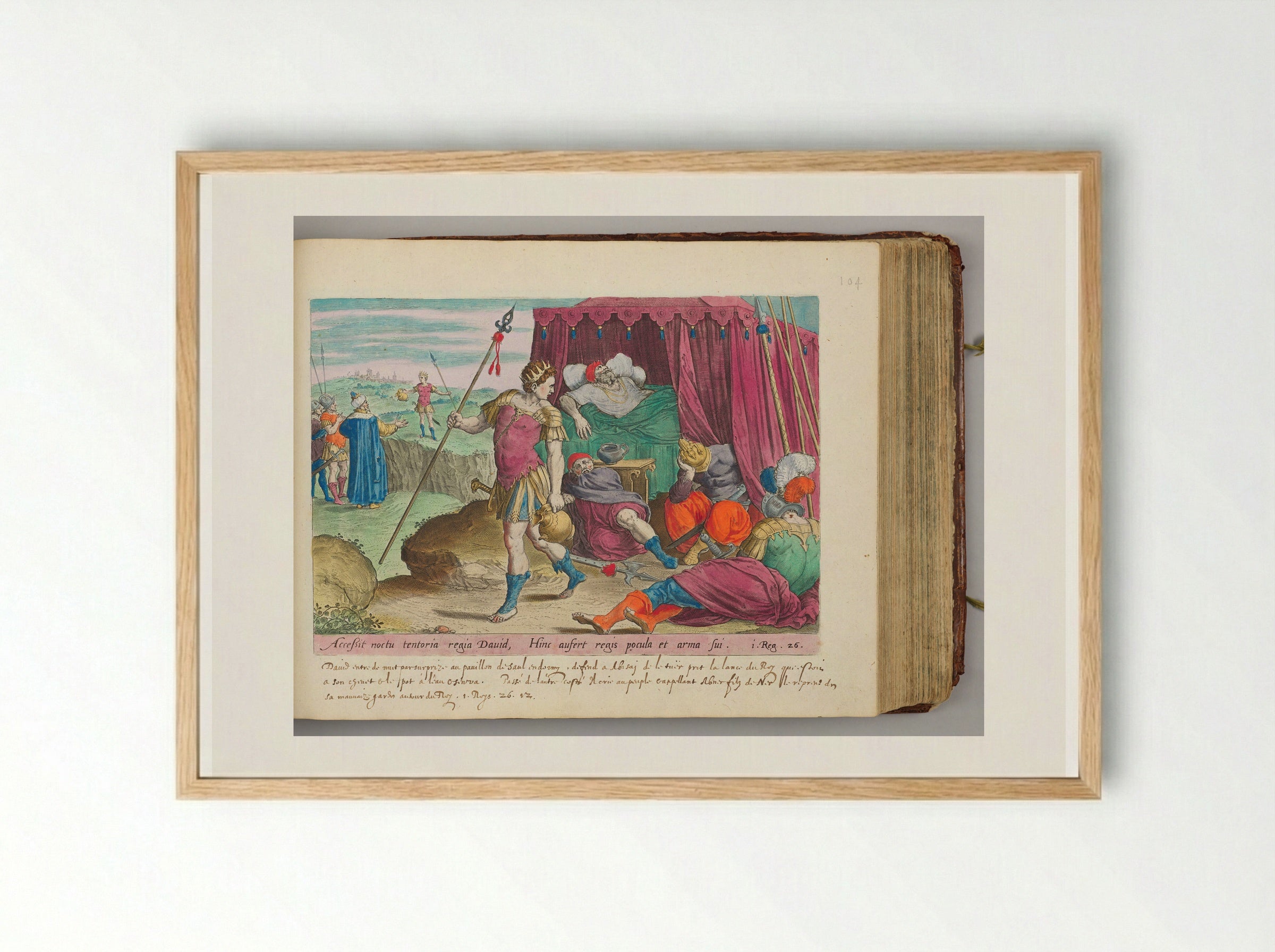 David Sparing Saul's Life - Hans Collaert the Elder - Framed Print Wood