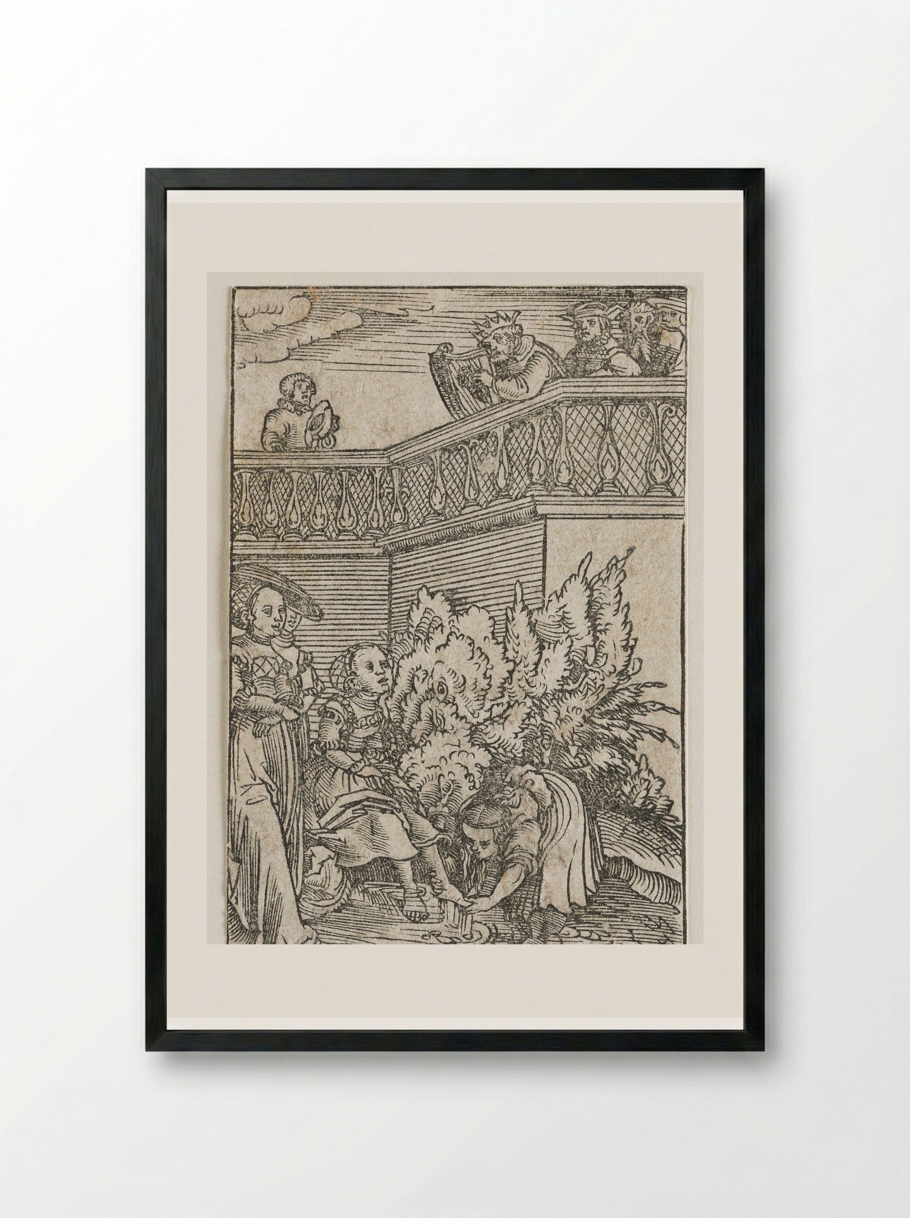 David and Bathsheba - Lucas Cranach the Elder - Framed Print Black