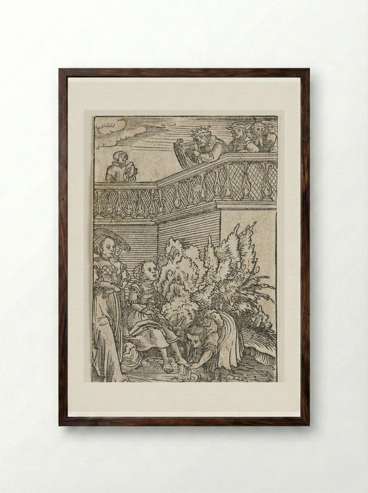 David and Bathsheba - Lucas Cranach the Elder - Framed Print Dark Wood