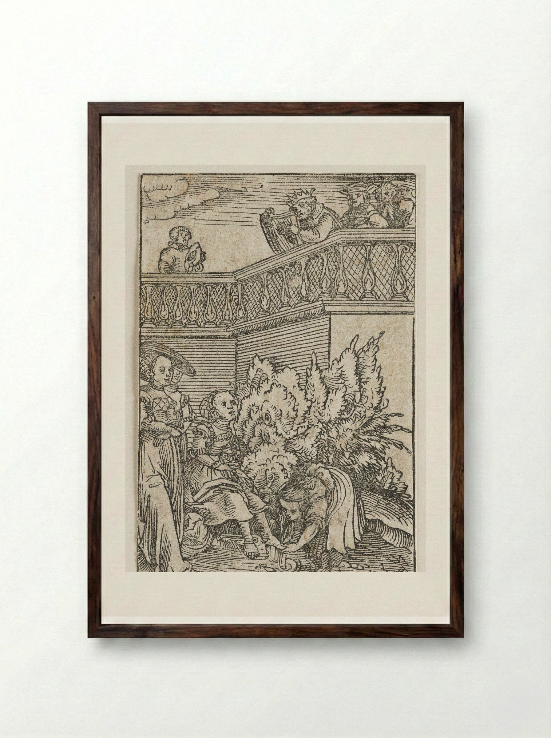 David and Bathsheba - Lucas Cranach the Elder - Framed Print Dark Wood