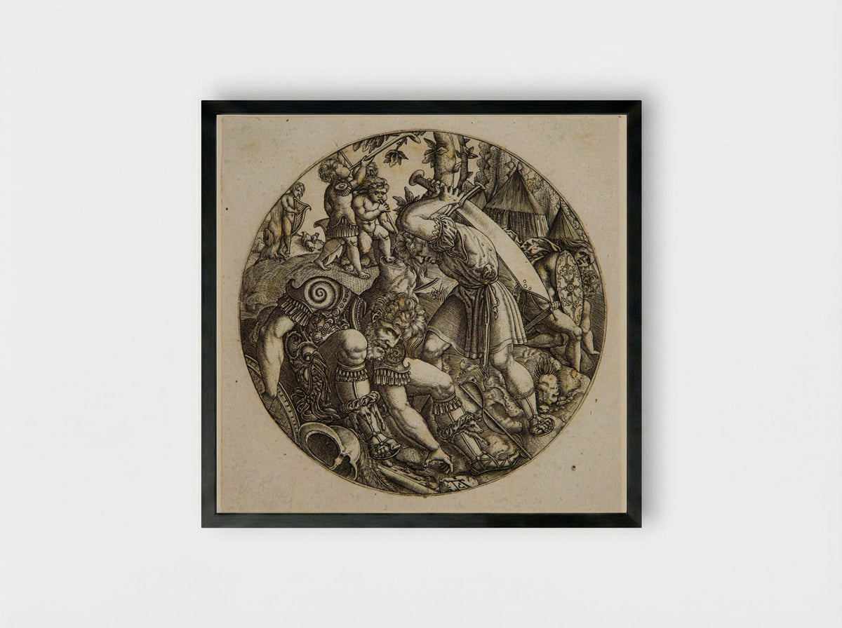 David and Goliath - Allaert Claesz - Framed Print Black
