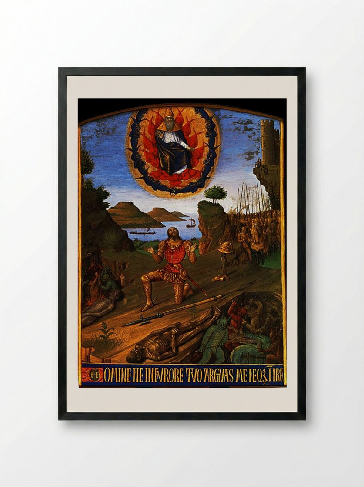 David in Prayer - Jean Fouquet - Framed Print Black