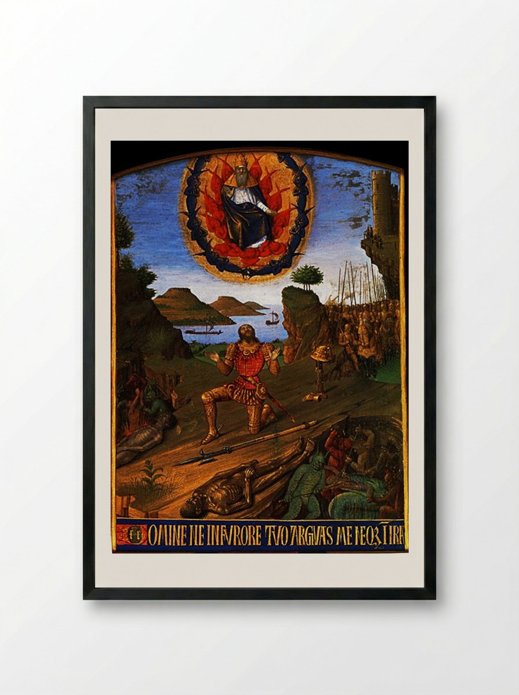 David in Prayer - Jean Fouquet - Framed Print Black