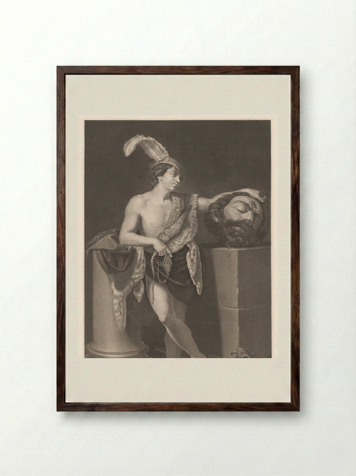 David with the Head of Goliath - Pierre Didot - Framed Print Dark Wood