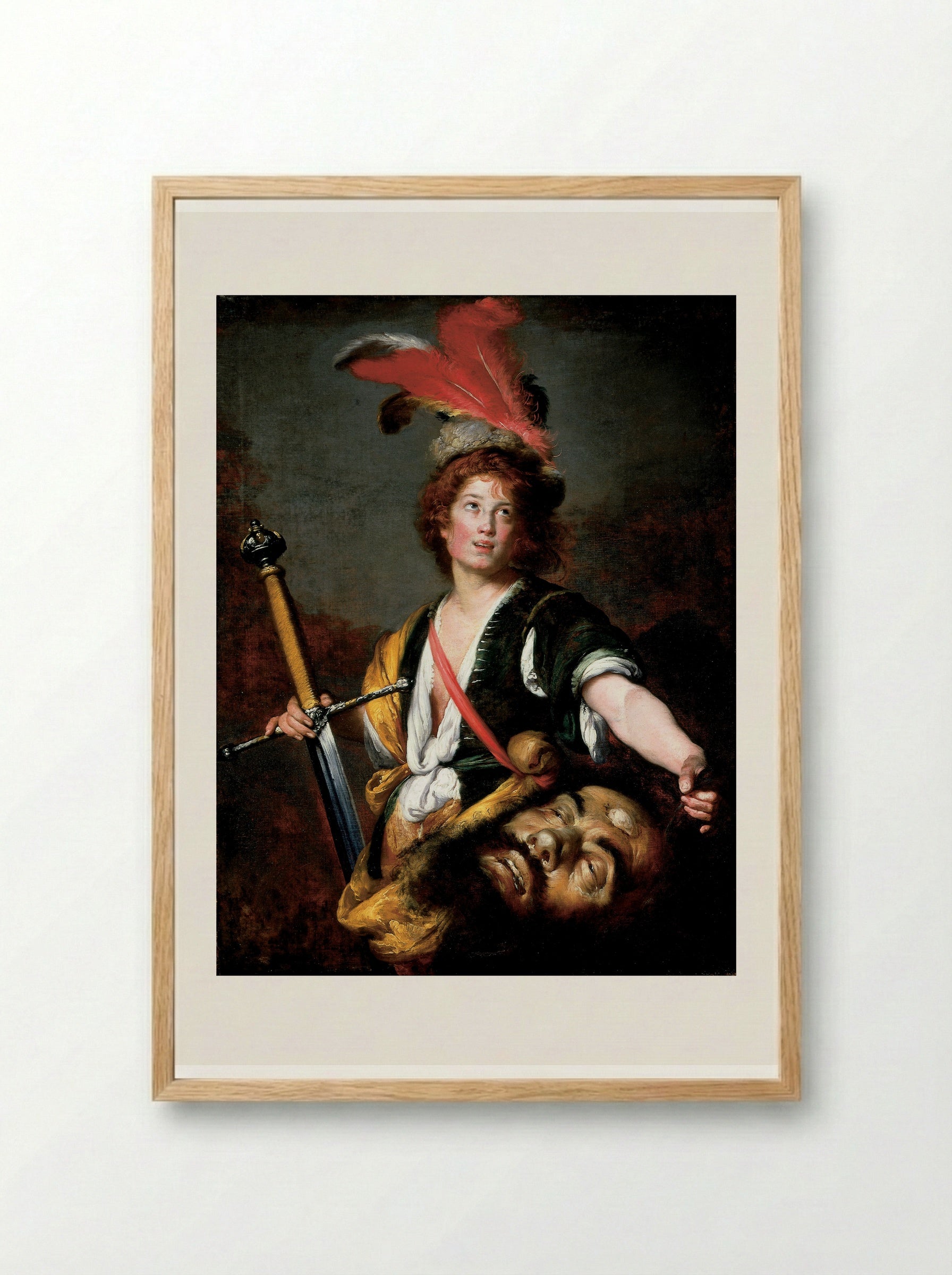 David with the Head of Goliath - Bernardo Strozzi - Framed Print Wood