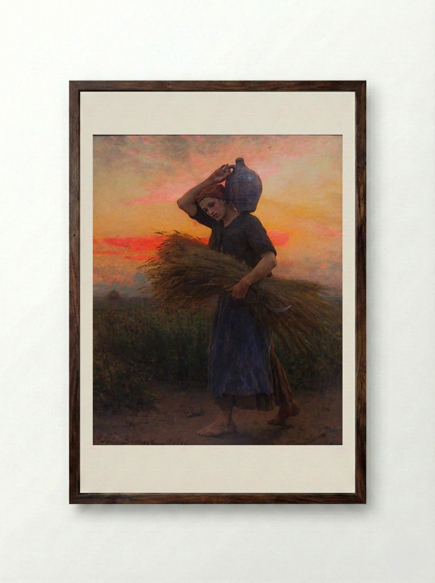 Dawn - Jules Breton - Framed Print Dark Wood