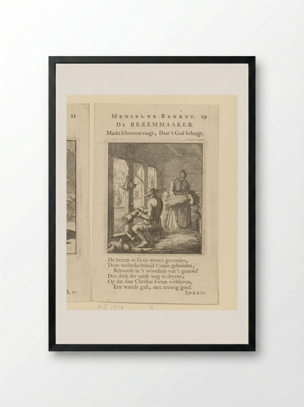 De Bezemmaaker - Cornelis van der Sys - Framed Print Black
