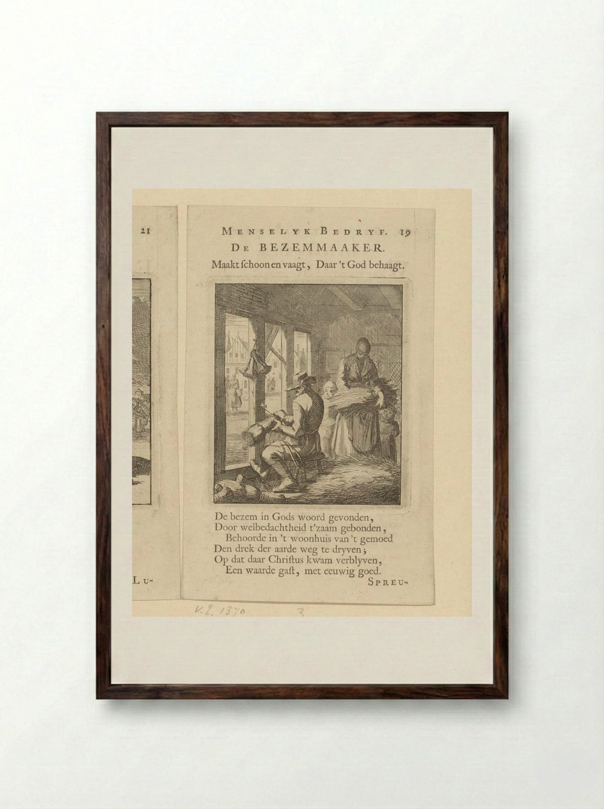 De Bezemmaaker - Cornelis van der Sys - Framed Print Dark Wood