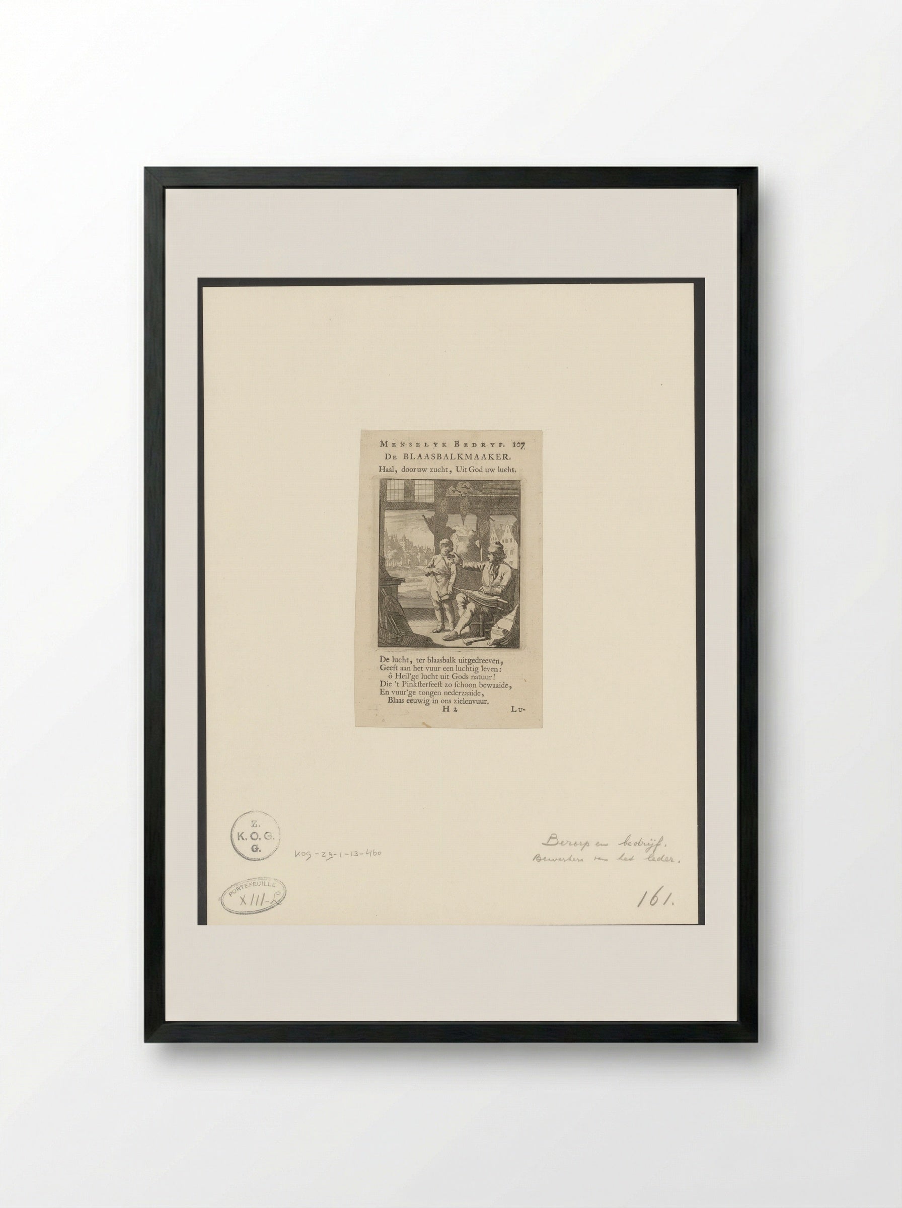 De Blaasbalkmaaker (The Bellows Maker) - Cornelis van der Sys - Framed Print Black