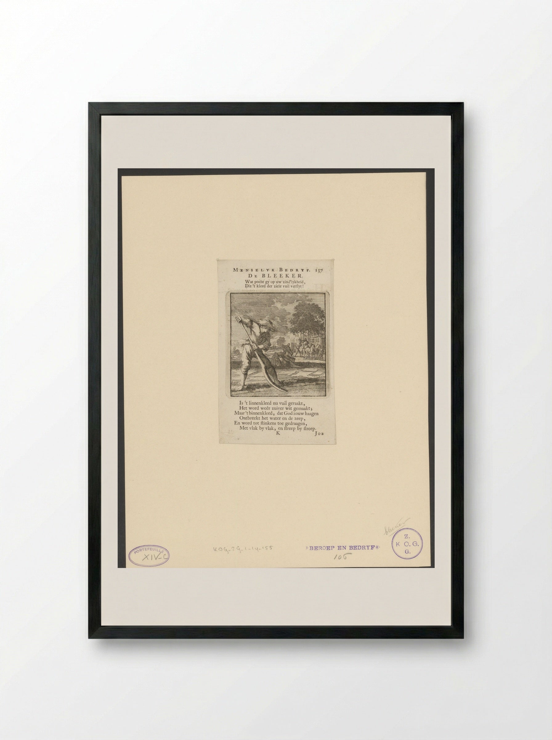 De Bleeker (The Bleacher) - Jan Luyken - Framed Print Black