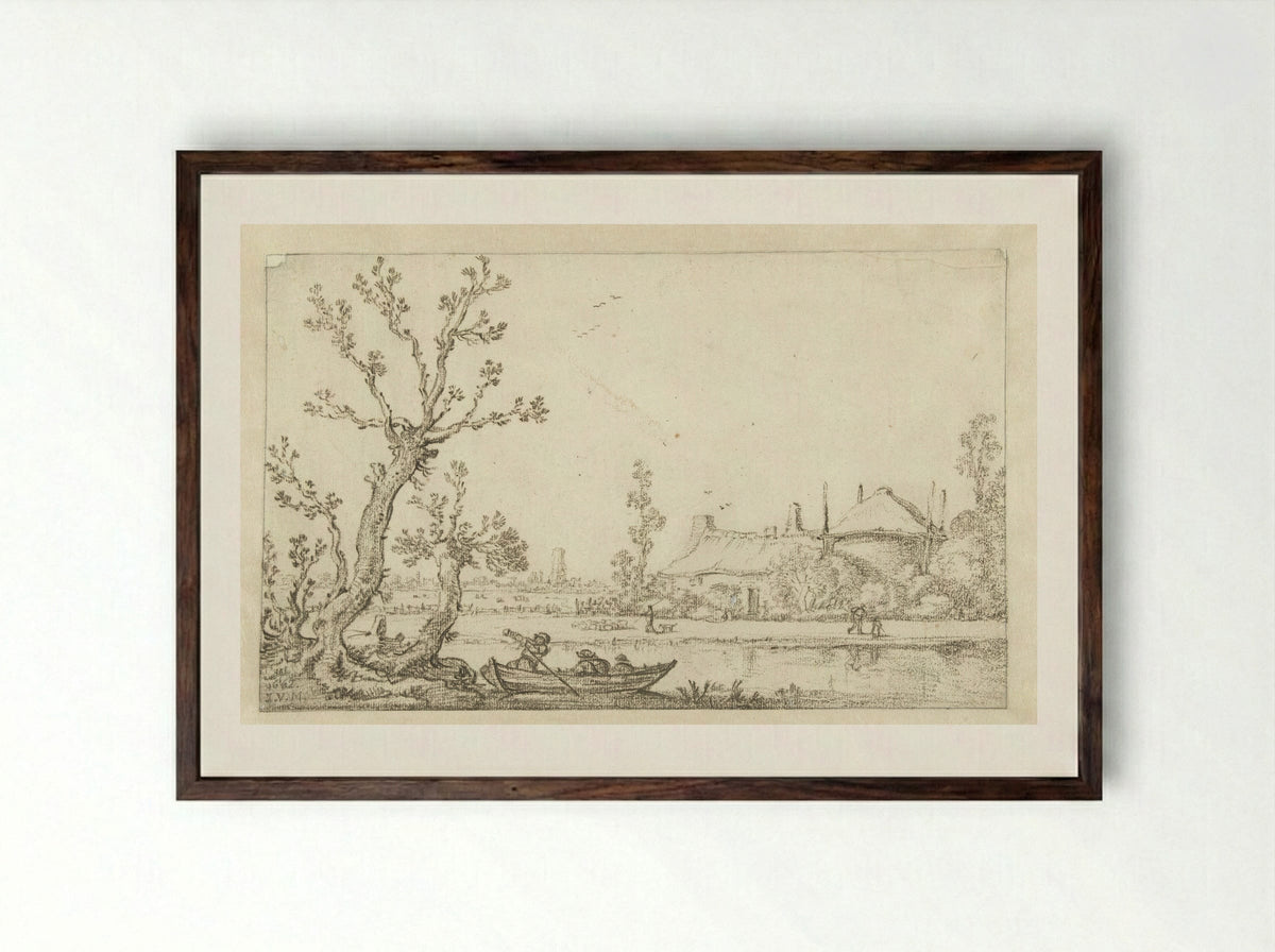 De Boerderij - Monogrammist JVM - Framed Print Dark Wood