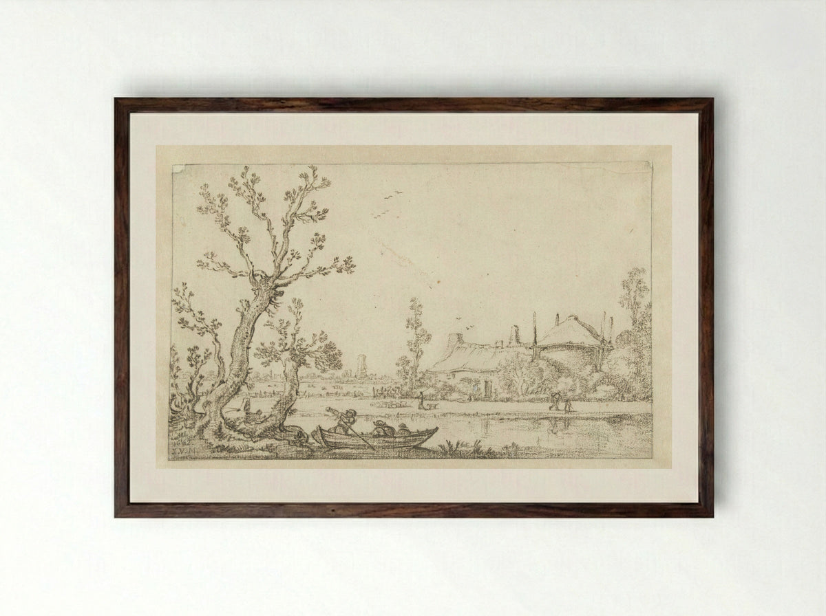 De Boerderij - Monogrammist JVM - Framed Print Dark Wood