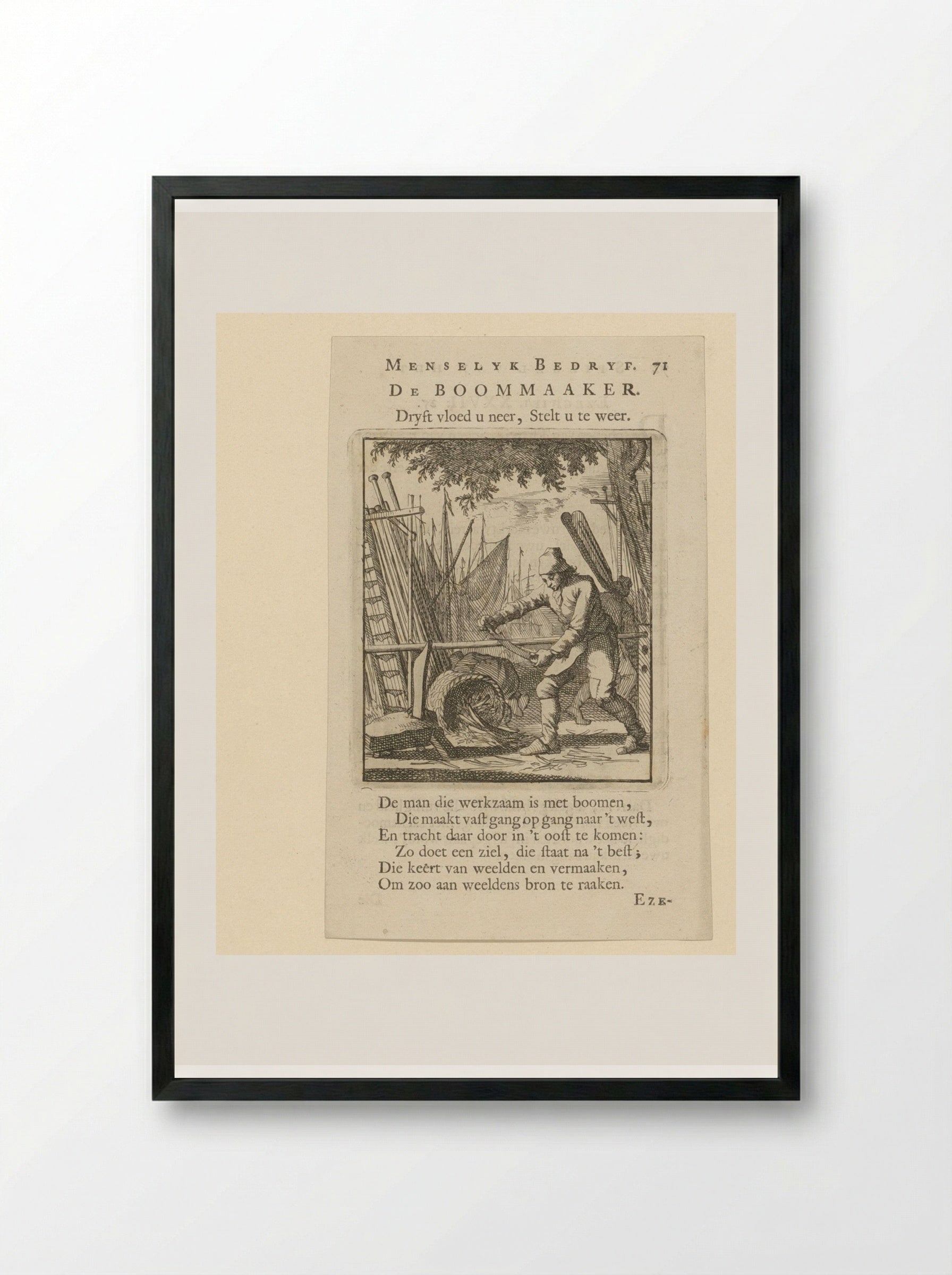 De Boommaker (The Spar Maker) - Cornelis van der Sys - Framed Print Black