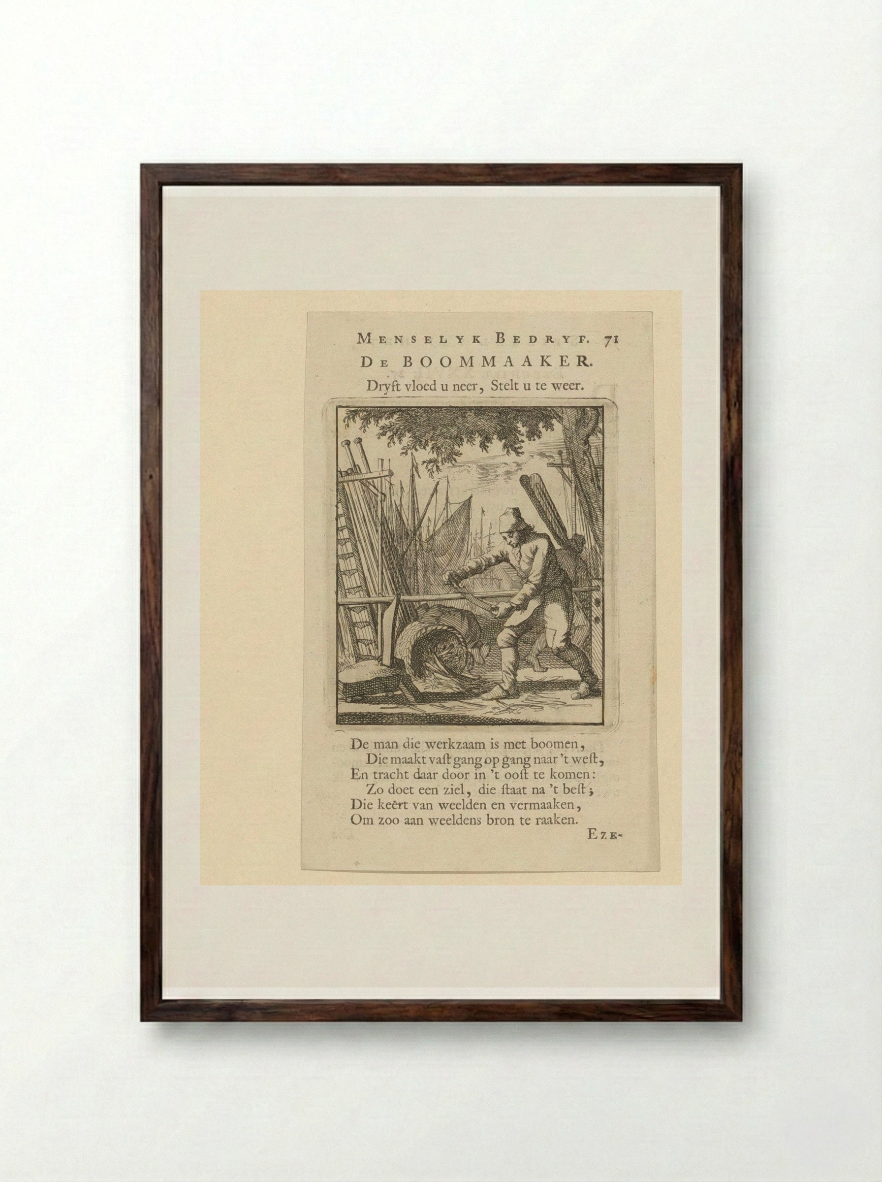 De Boommaker (The Spar Maker) - Cornelis van der Sys - Framed Print Dark Wood