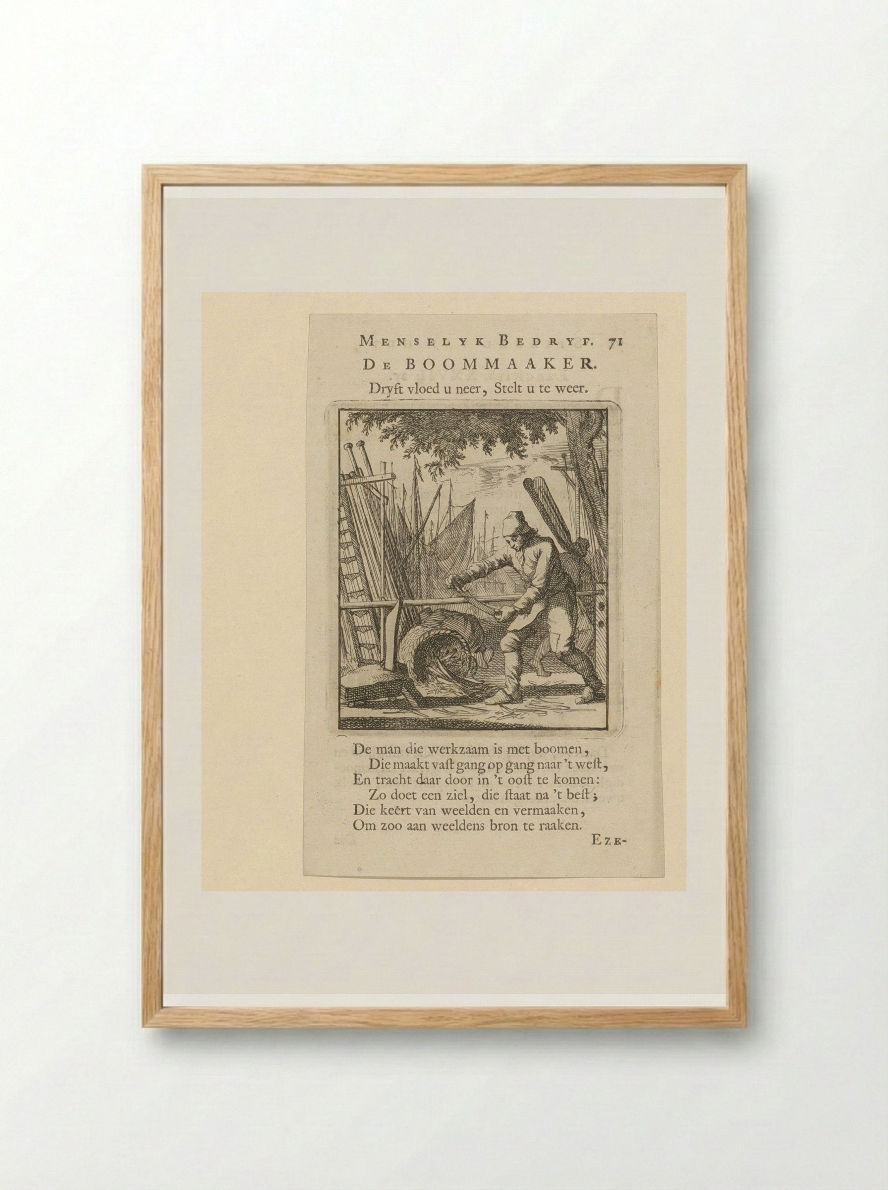 De Boommaker (The Spar Maker) - Cornelis van der Sys - Framed Print Wood
