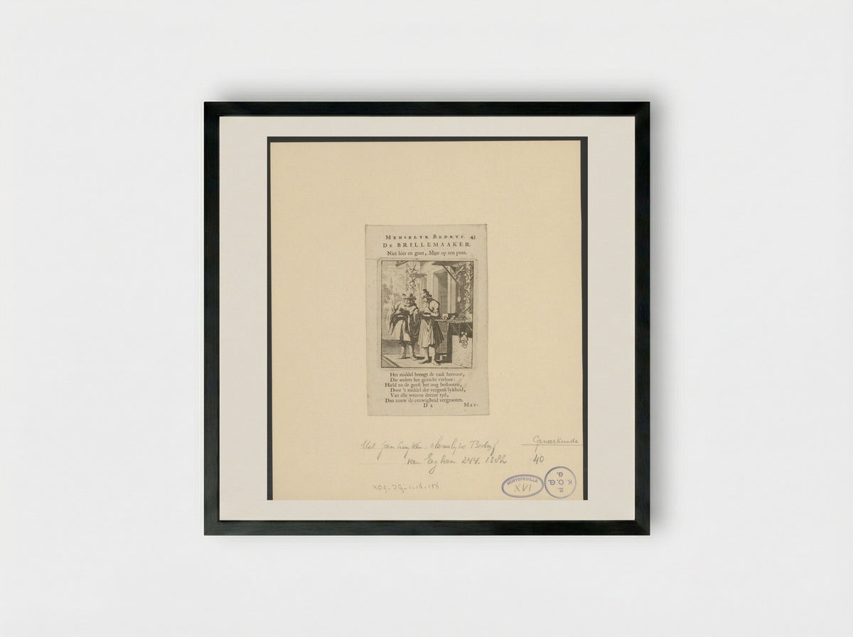 De Brillemaaker - Jan Luyken - Framed Print Black