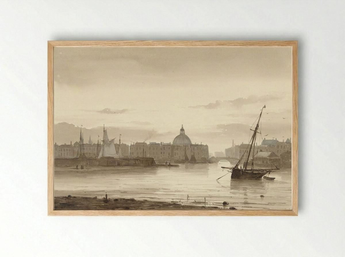 De Buitenkant en de Ronde Lutherse Kerk te Amsterdam - Théodore Gudin - Framed Print Wood