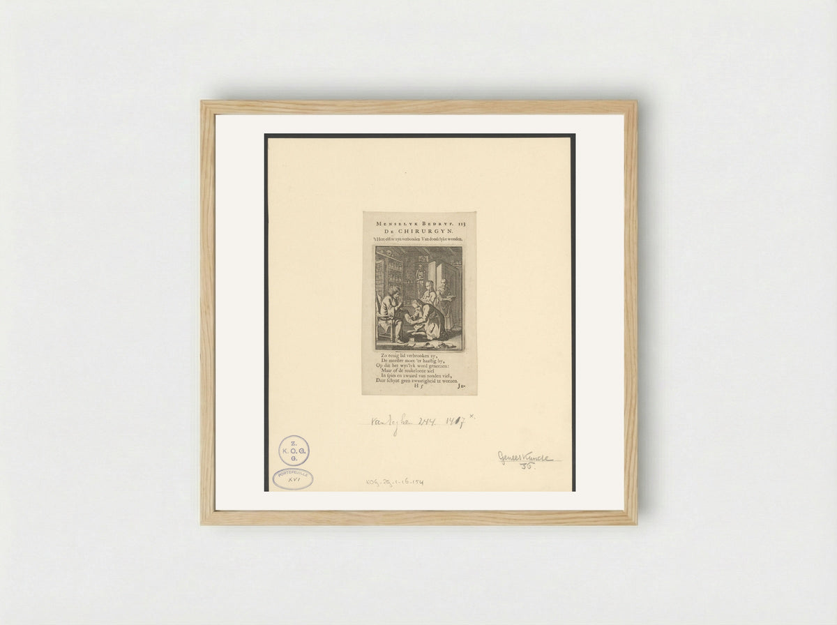 De Chirurgyn - Jan Luyken - Framed Print Wood