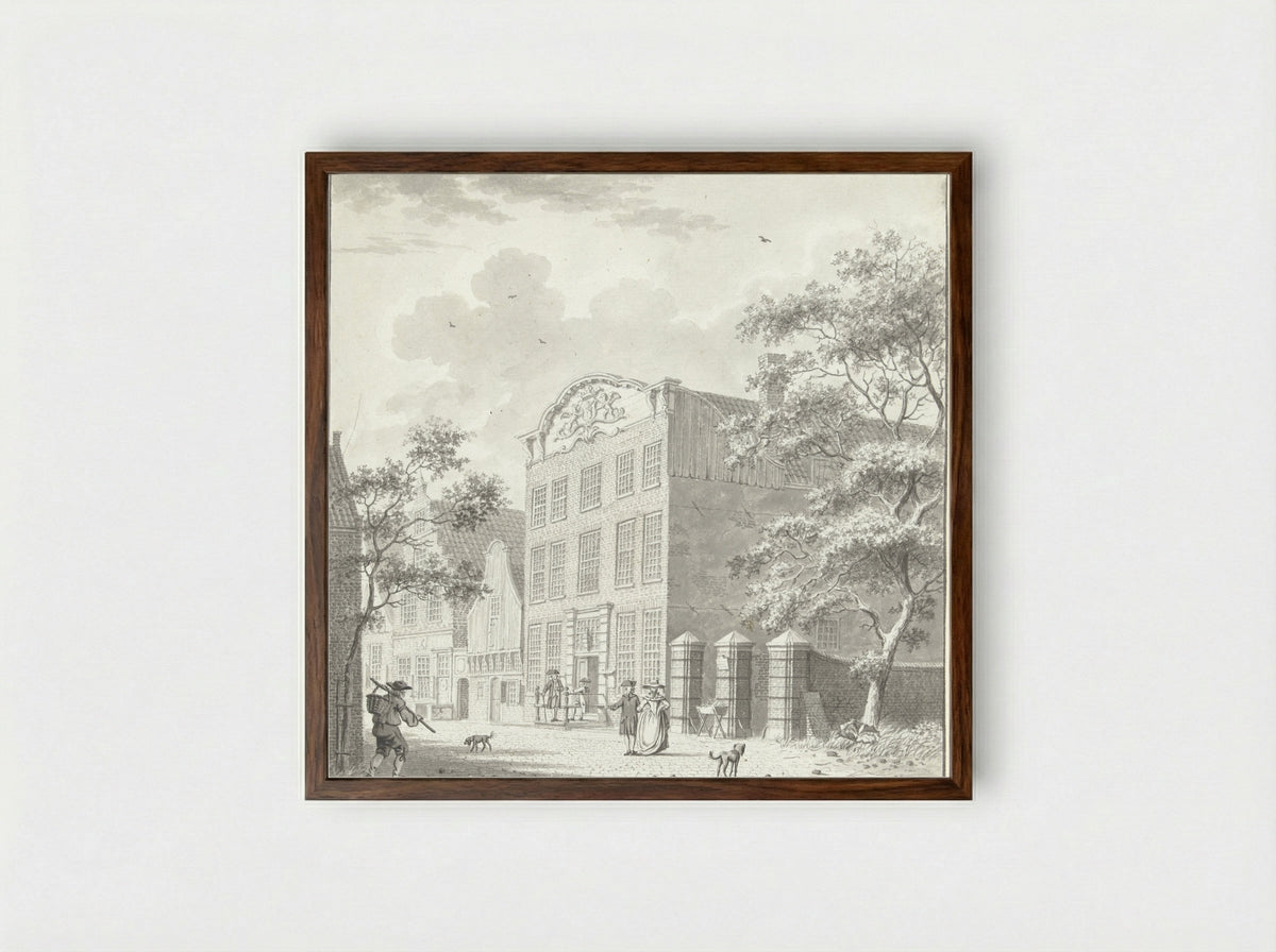 De Doelen te Monnikendam - Isaac Ouwater - Framed Print Dark Wood