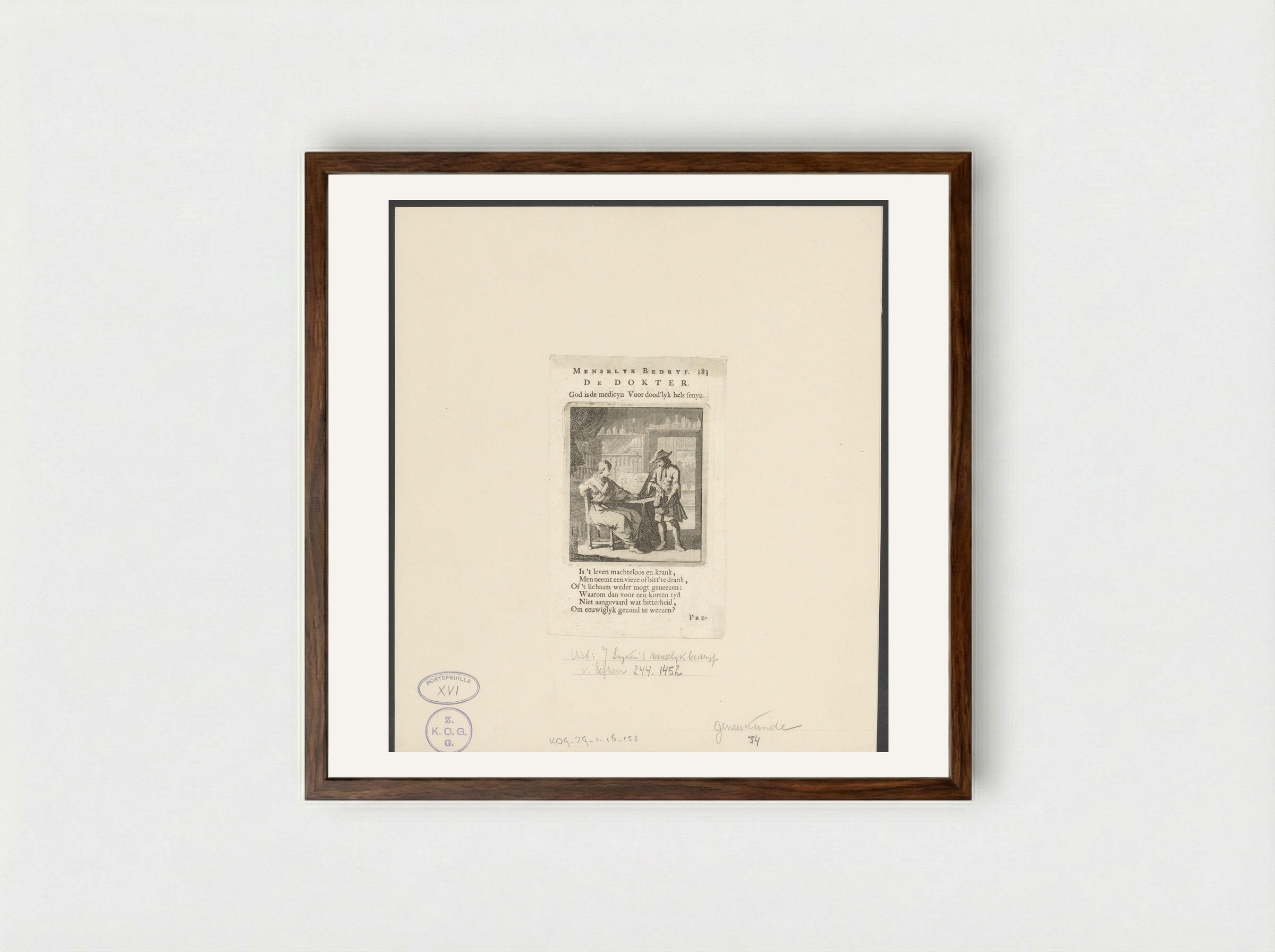 De Dokter - Jan Luyken - Framed Print Dark Wood