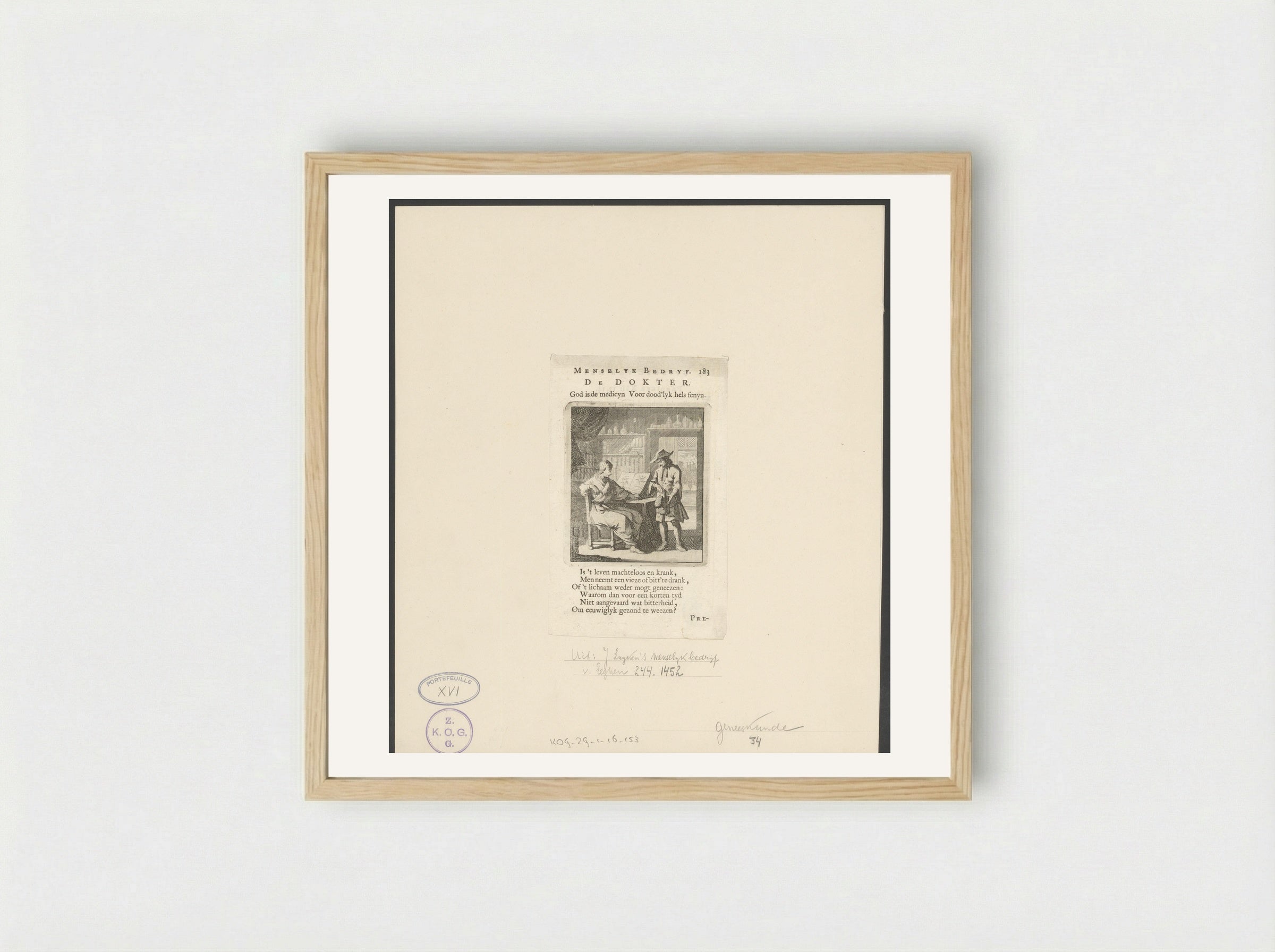 De Dokter - Jan Luyken - Framed Print Wood