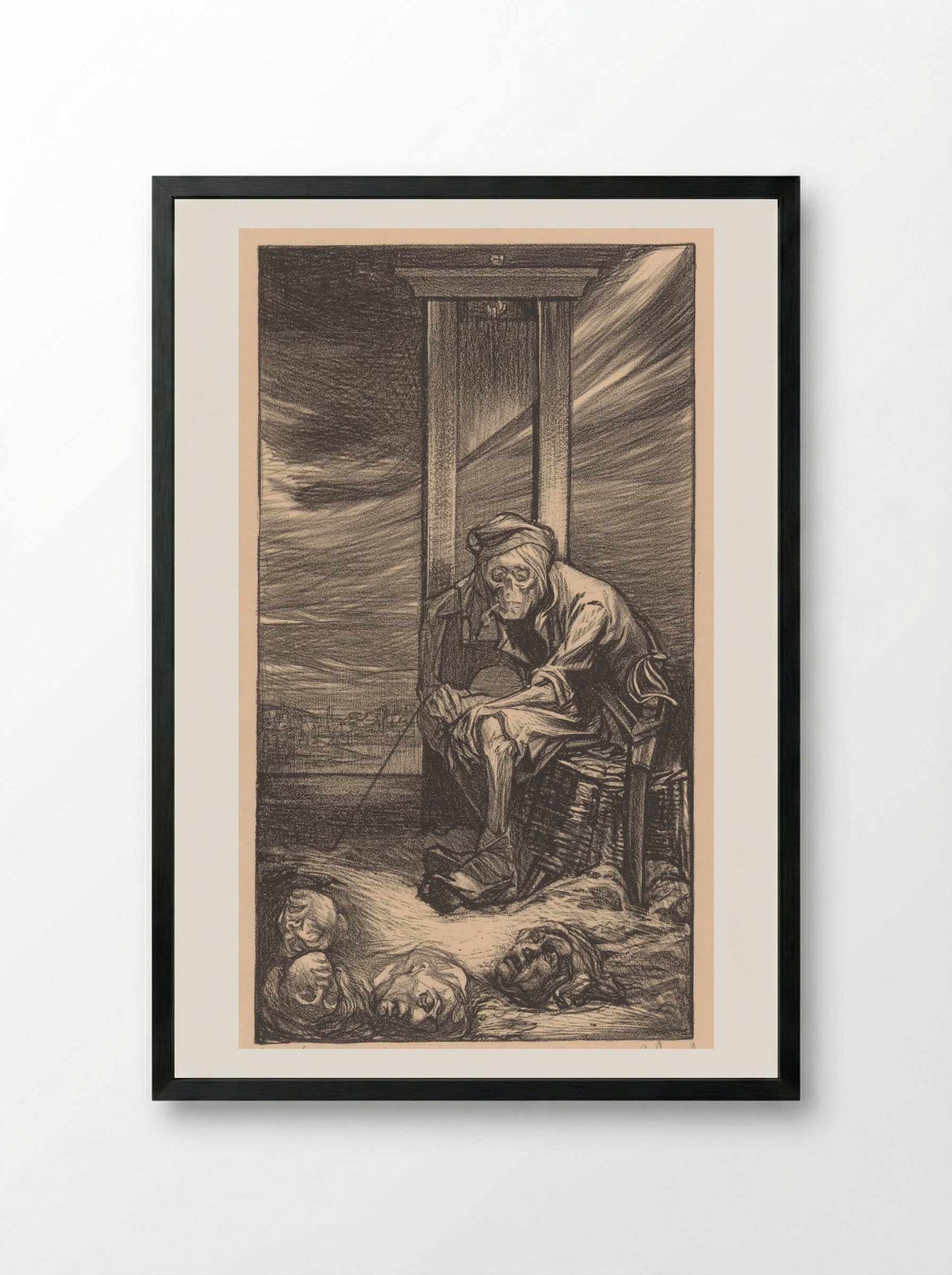 De Dood bij de guillotine - Johannes Josephus Aarts - Framed Print Black