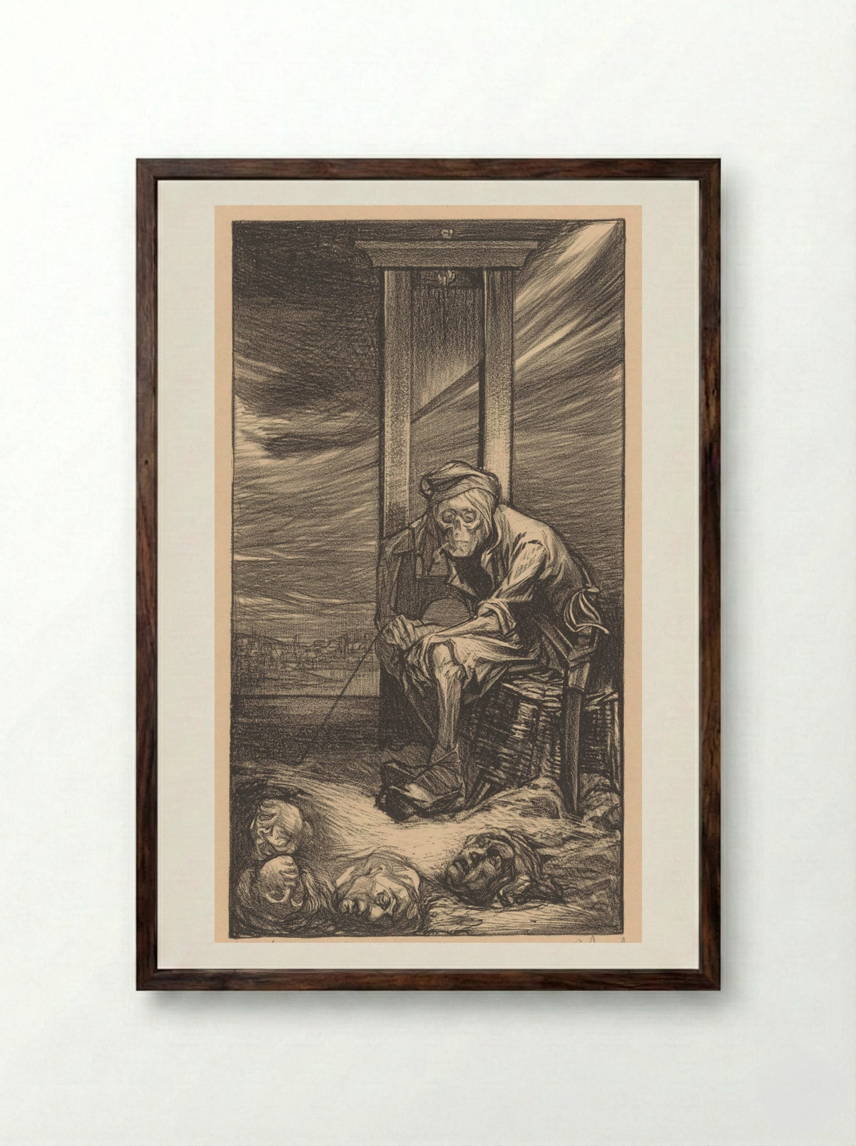 De Dood bij de guillotine - Johannes Josephus Aarts - Framed Print Dark Wood