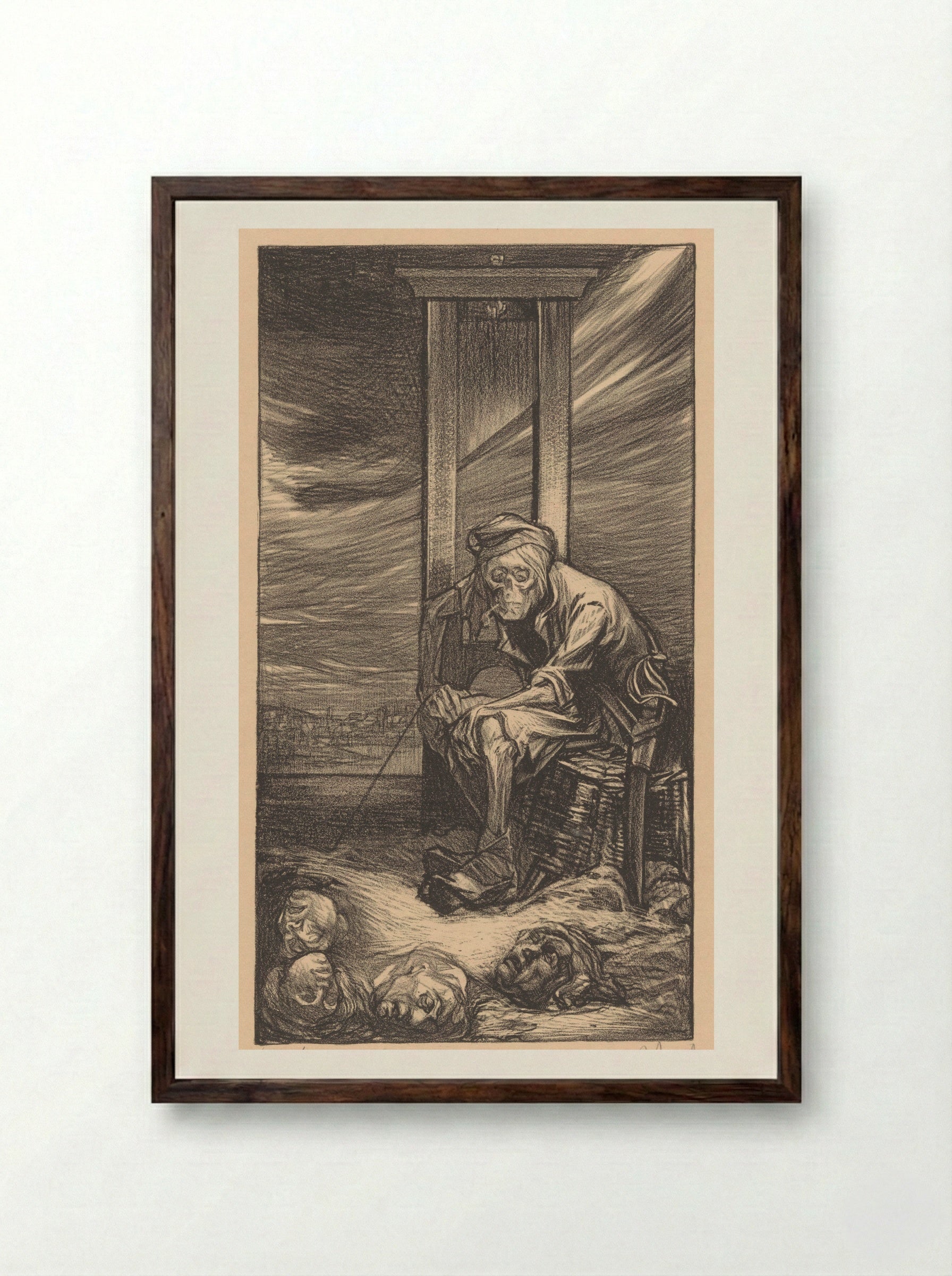 De Dood bij de guillotine - Johannes Josephus Aarts - Framed Print Dark Wood
