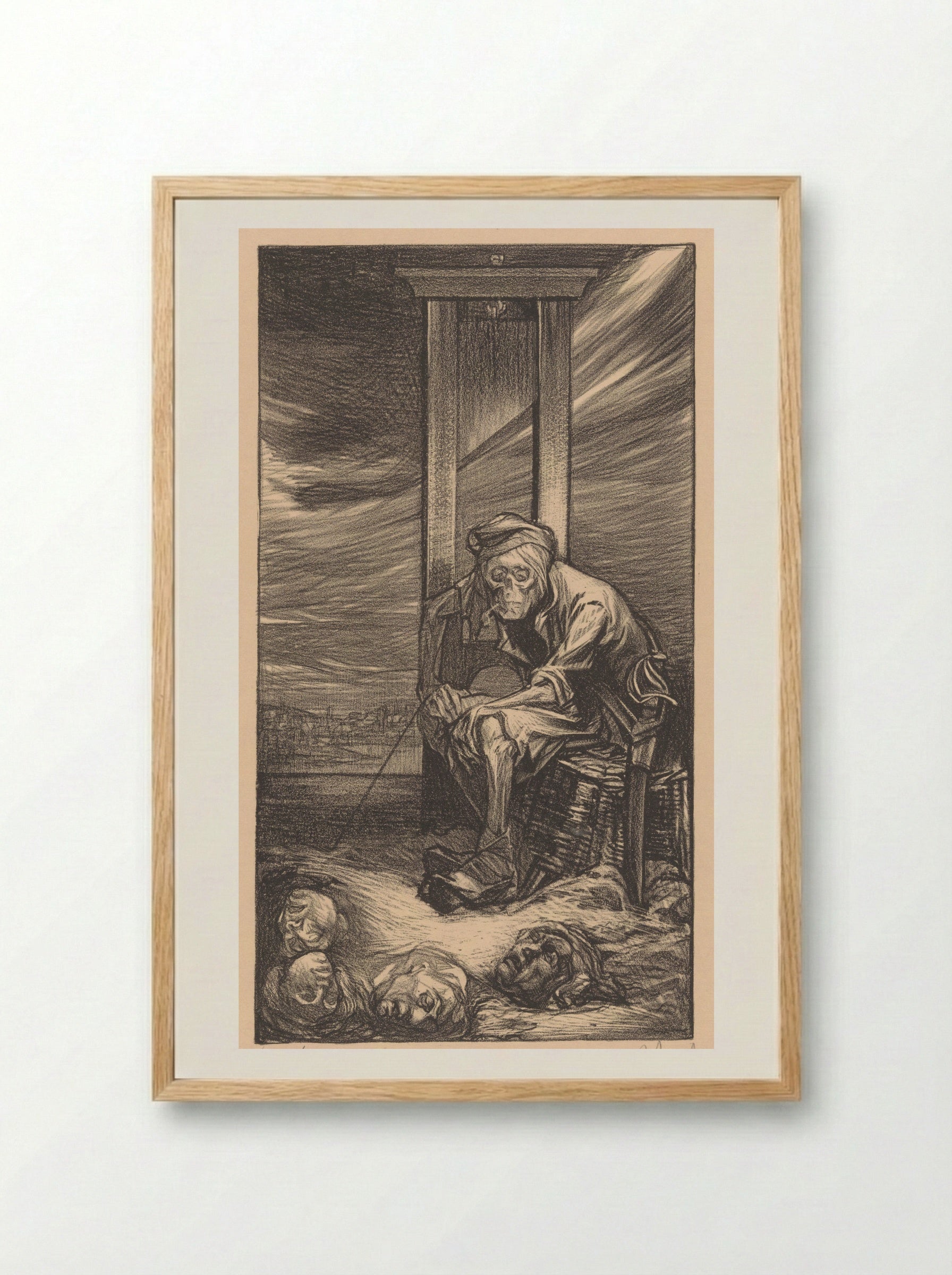 De Dood bij de guillotine - Johannes Josephus Aarts - Framed Print Wood
