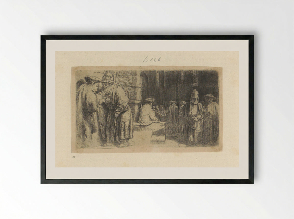 De Farizeeërs in de Tempel - Henry Louis Basan - Framed Print Black