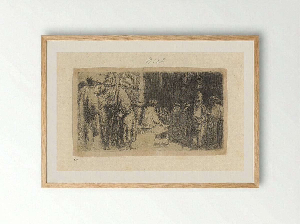 De Farizeeërs in de Tempel - Henry Louis Basan - Framed Print Wood