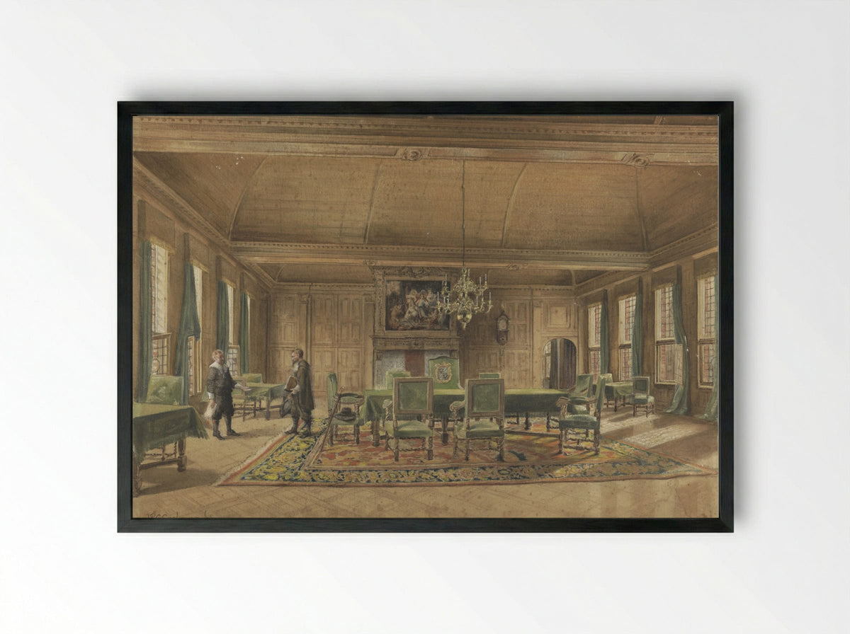 De Gedeputeerdenraad in het Provinciehuis te Groningen - Johan Paul Constantinus Grolman - Framed Print Black