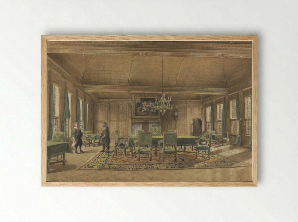 De Gedeputeerdenraad in het Provinciehuis te Groningen - Johan Paul Constantinus Grolman - Framed Print Wood