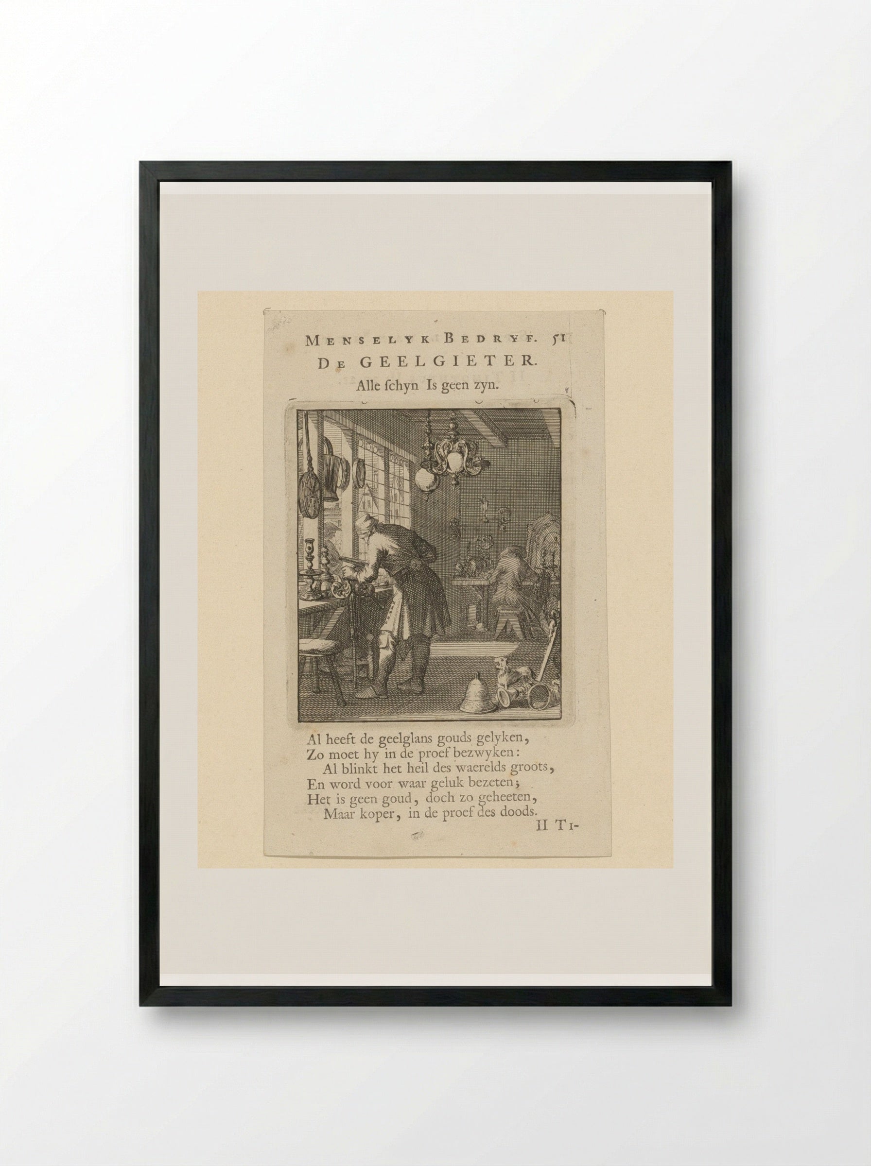 De Geelgieter (The Brass Founder) - Cornelis van der Sys - Framed Print Black